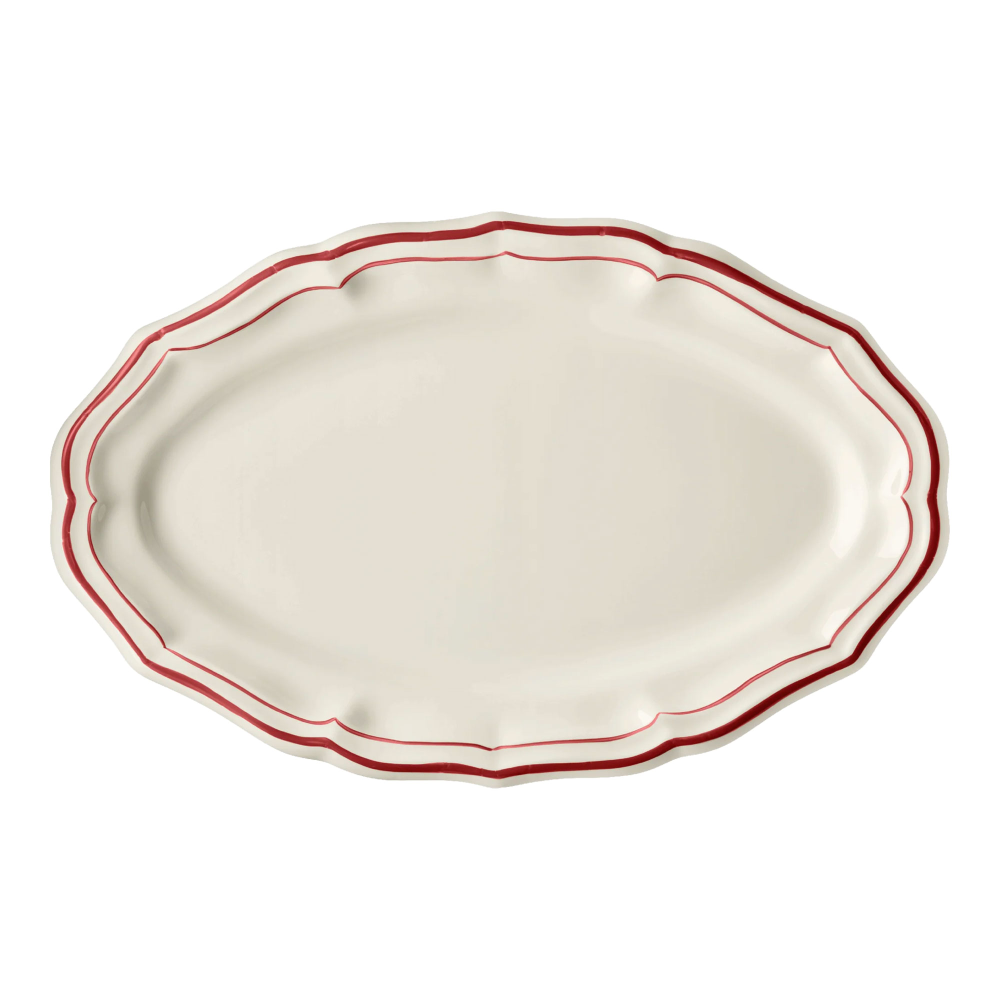 Gien - Filet oval serveringsfat röd - Röd - Keramik
