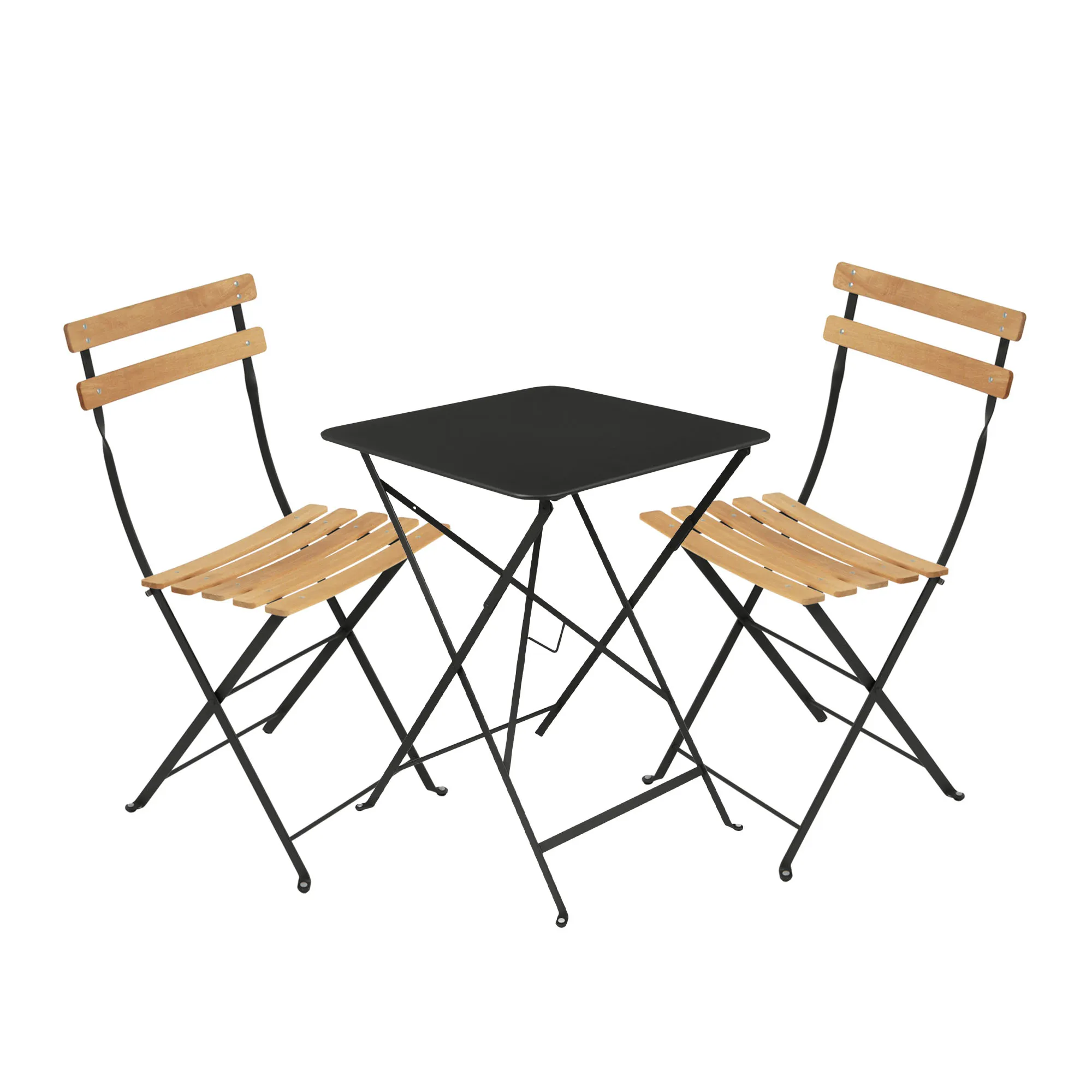 Bistro matgrupp bord 57cm & 2 trä stolar