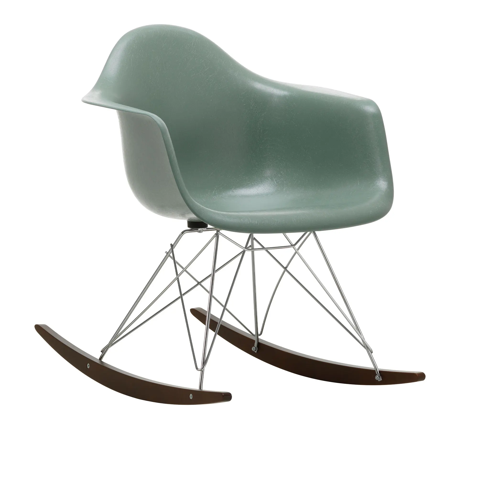 Eames Fiberglass Armchair RAR gungstol Chrome/Dark Maple
