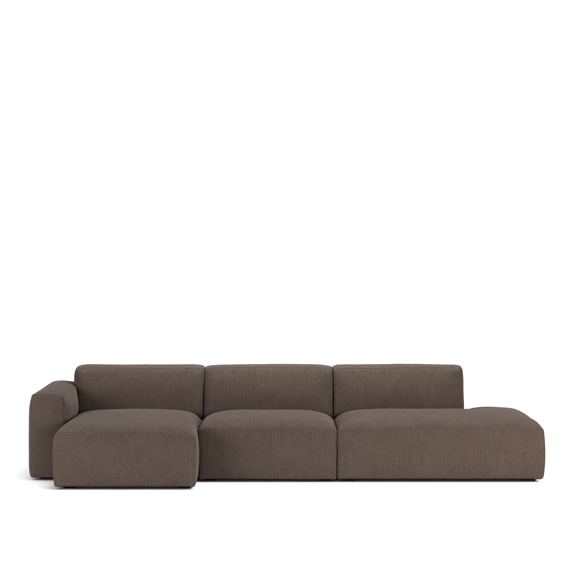 NOGA - Brick 3-Seater Chaise Lounge Open End Right Shadow Dark Brown Fixed Upholstery - Soffor