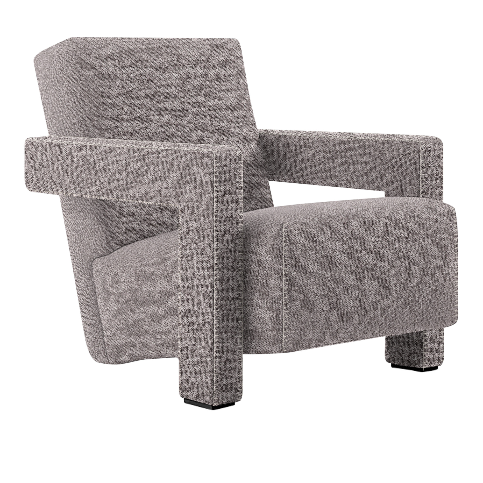 Cassina - 637 Utrecht Armchair, Blanket Stitching Natural - Cat. F Tensing - 13F328 Titanio - Fåtöljer - Gerrit Rietveld - Grå - Metall/Skum