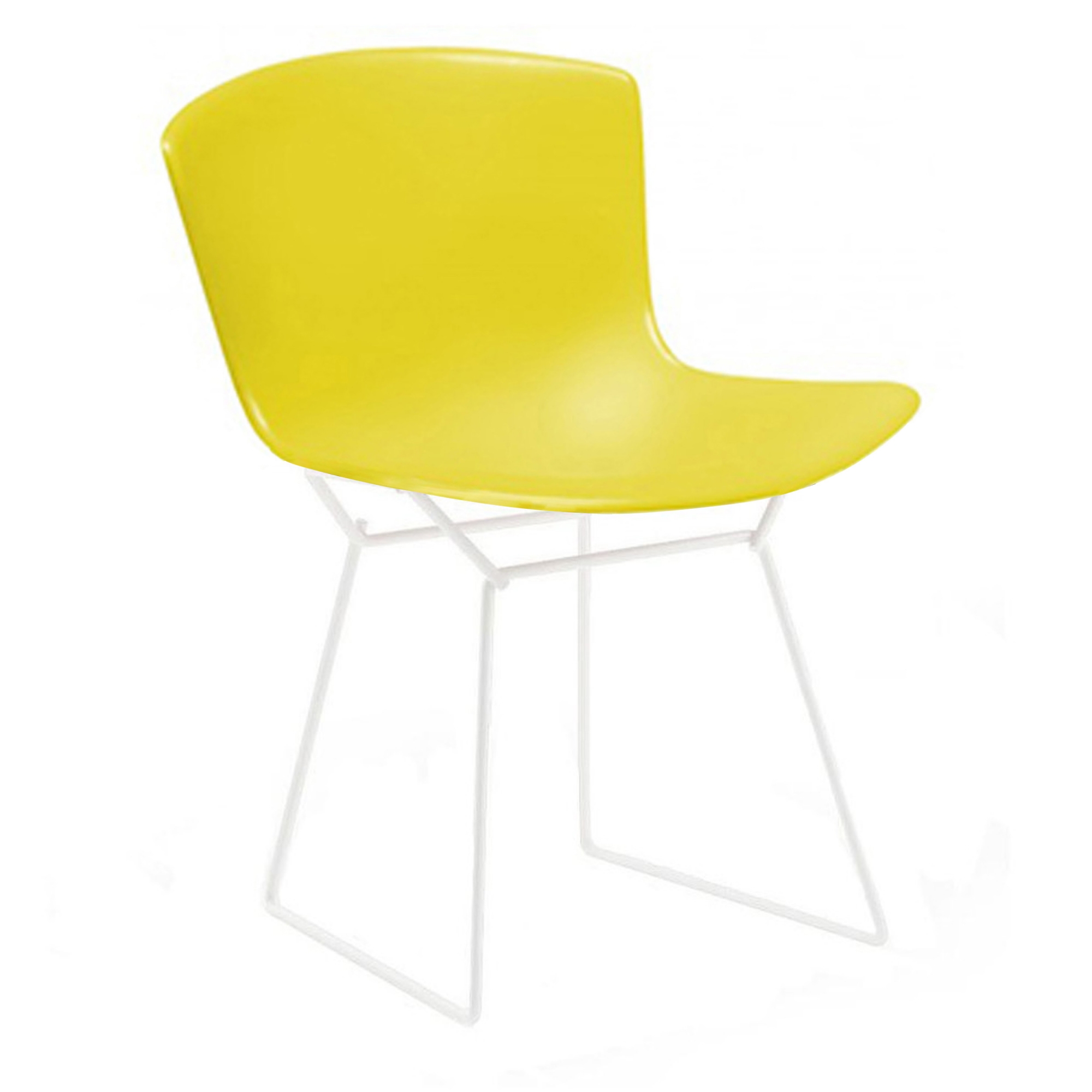 Knoll - Bertoia Plastic Side Chair, Vitt underrede, Gul sits - Matstolar - Harry Bertoia - Gul - Metall/Plast