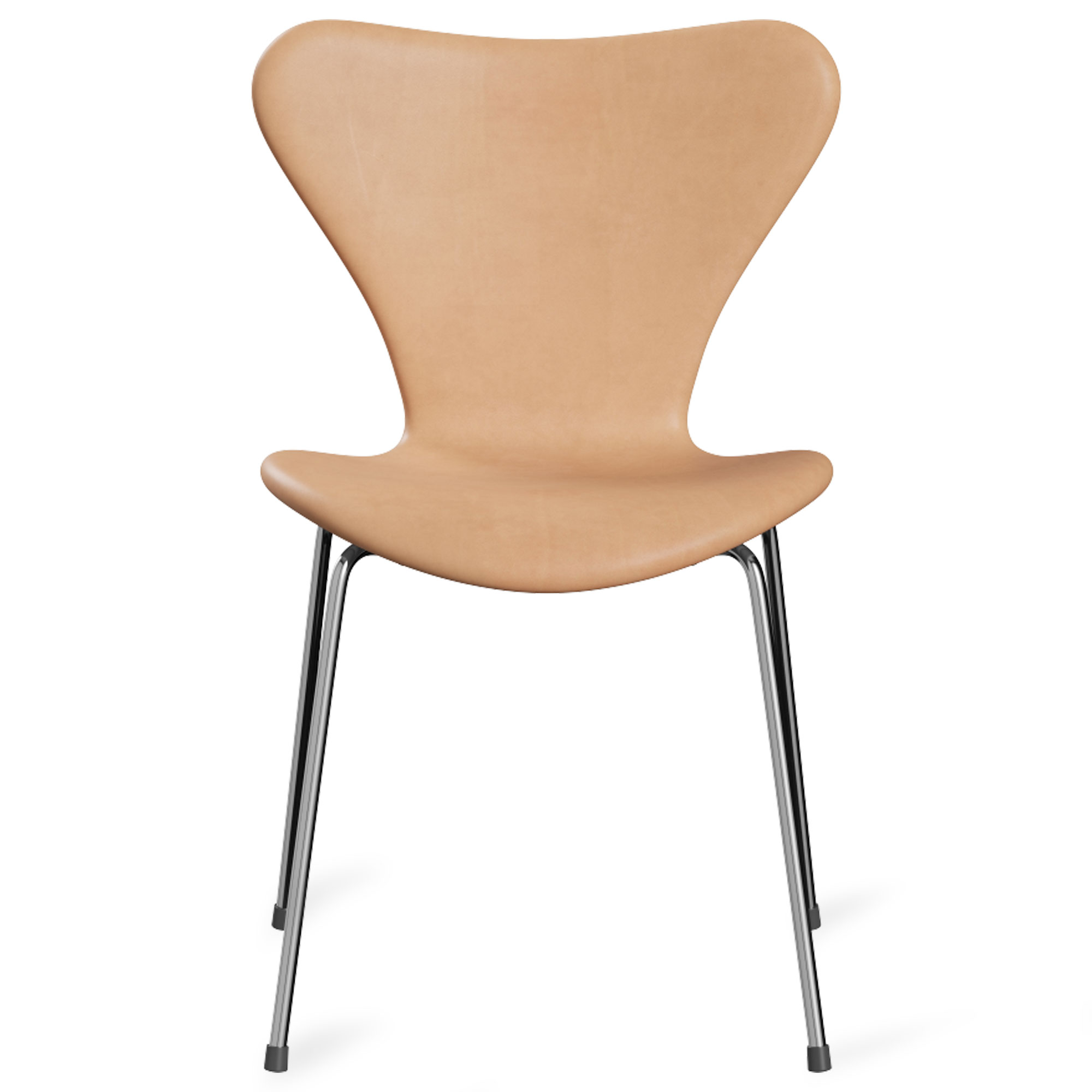 Fritz Hansen - Sjuan 3107 stol helklädd chrome / natural leather - Matstolar - Arne Jacobsen - Beige - Läder/Metall/Trä