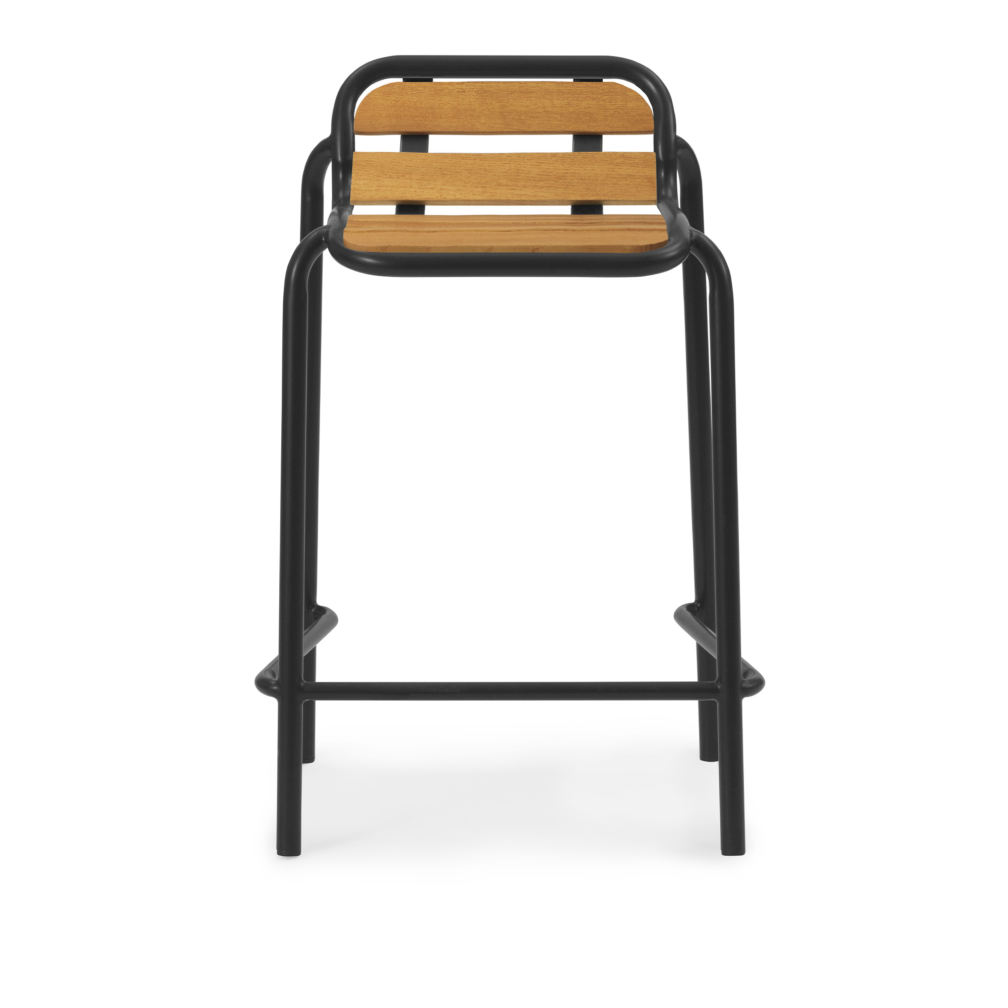 Normann Copenhagen - Vig Barstool Robinia 65 cm - Black - Barstolar utomhus - Simon Legald - Svart - Metall/Trä | Utemöbler - Utestolar - Barstolar Utomhus | Möbelexperten