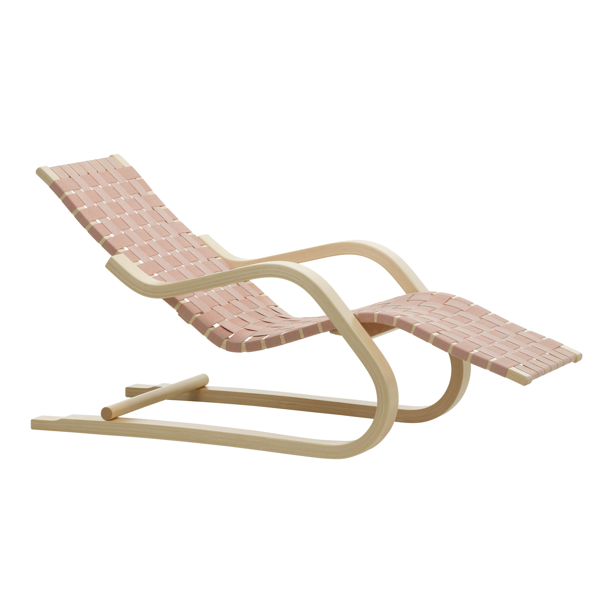 Artek - Lounge Chair 43 Natural Red - F&aring;t&ouml;ljer - Alvar Aalto - R&ouml;d - Tr&auml;/Textilmaterial