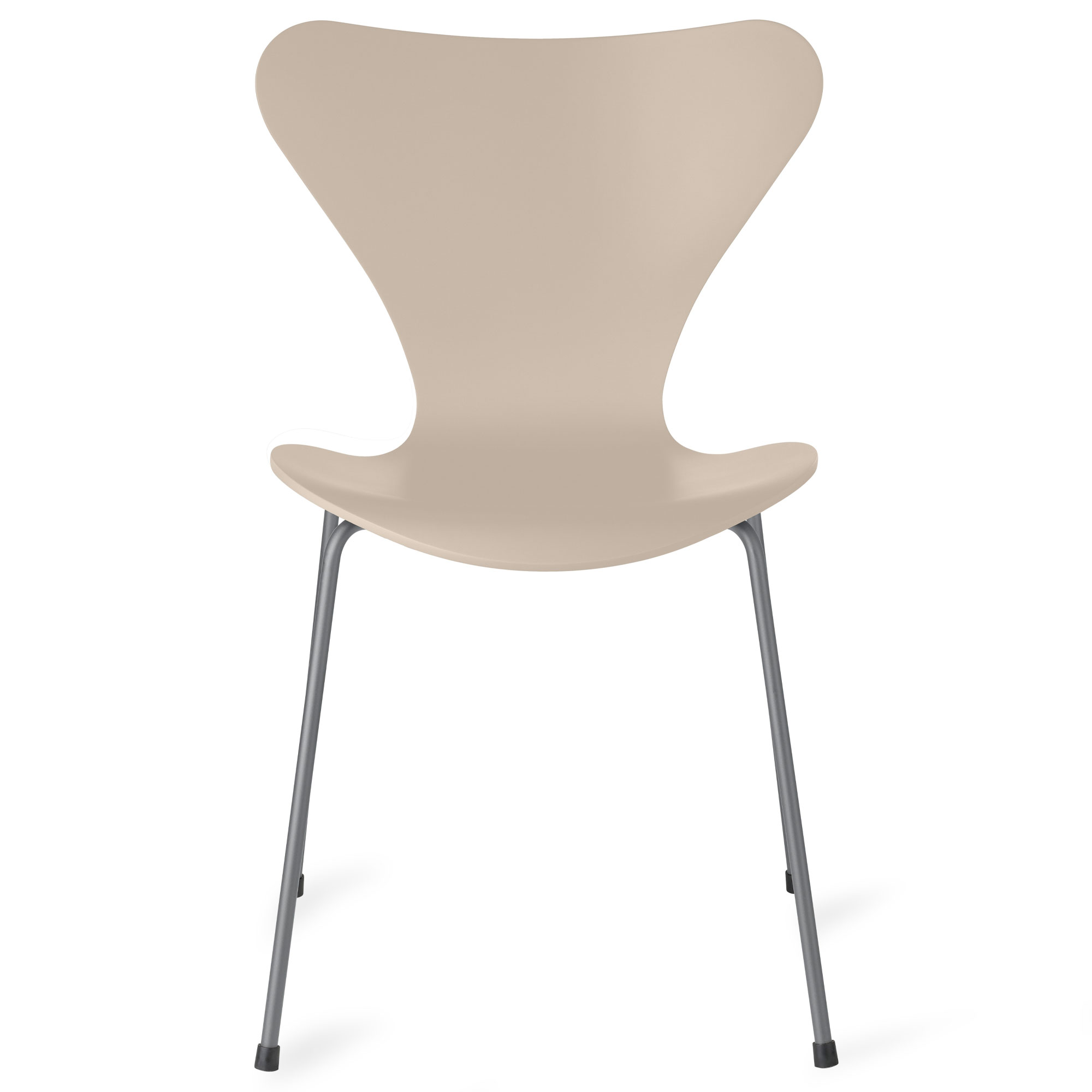 Fritz Hansen - Sjuan 3107 stol lackerad bokfan&eacute;r silver grey / light beige - Matstolar - Arne Jacobsen - Beige - Metall/Tr&auml;