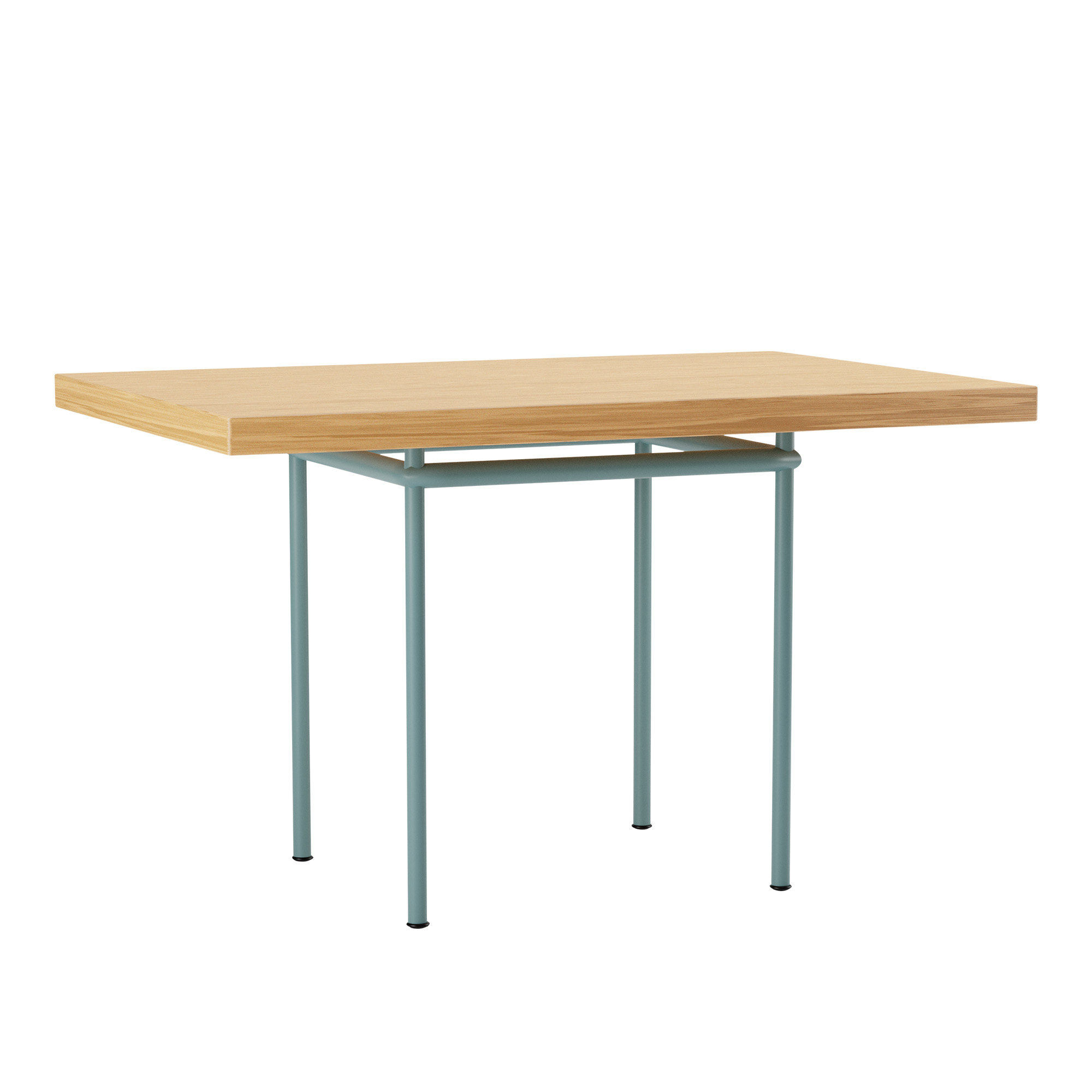 Cassina - LC12 La Roche Table, Light Blue Enamel Steel Base - Matbord - designer_le_corbusier,designer_pierre_jeanneret - Träfärgad,Blå - Metall/Trä