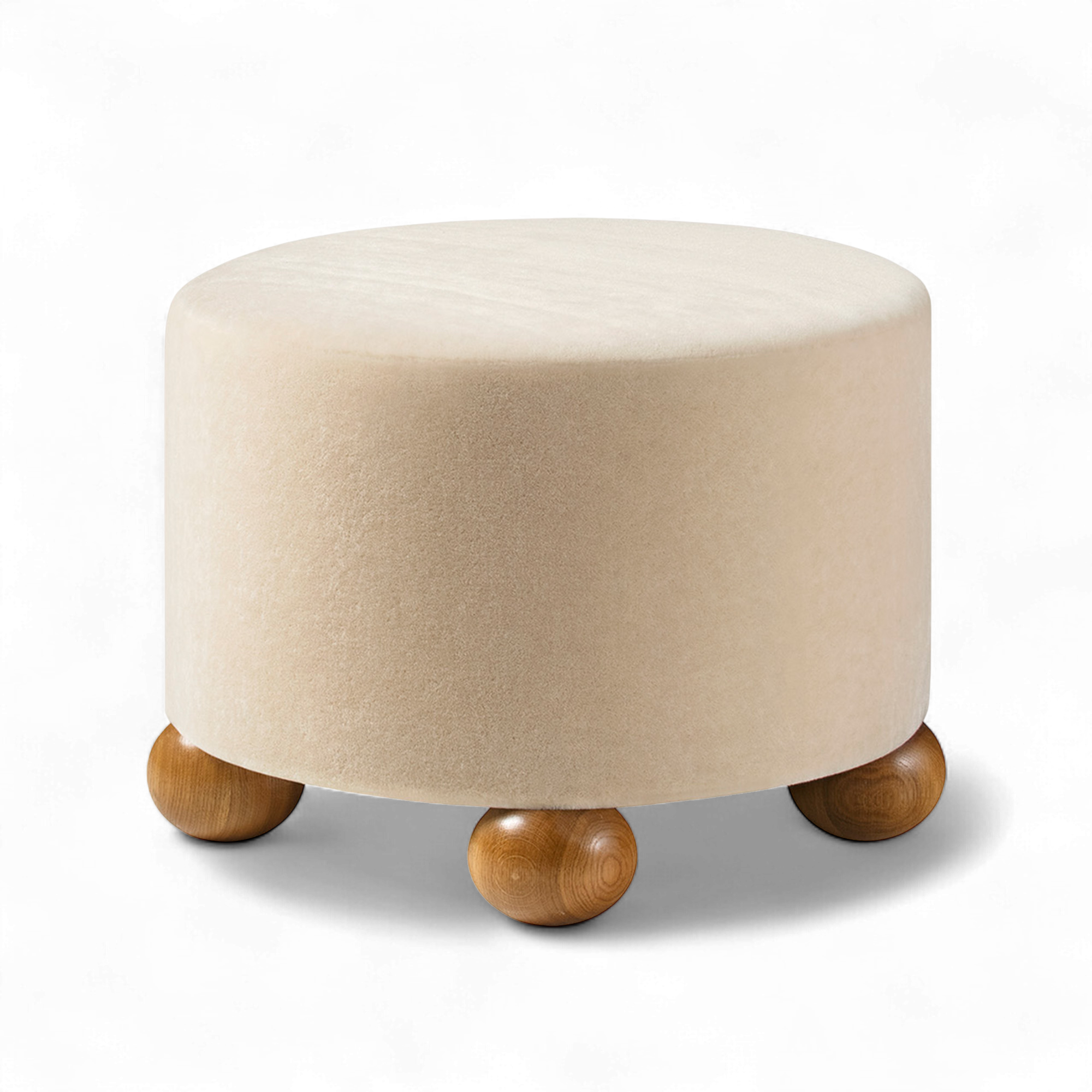 dagmar - luupo ottoman teddy mohair sable oiled oak h 45 cm - fotpallar - träfärgad - trä/textilmaterial