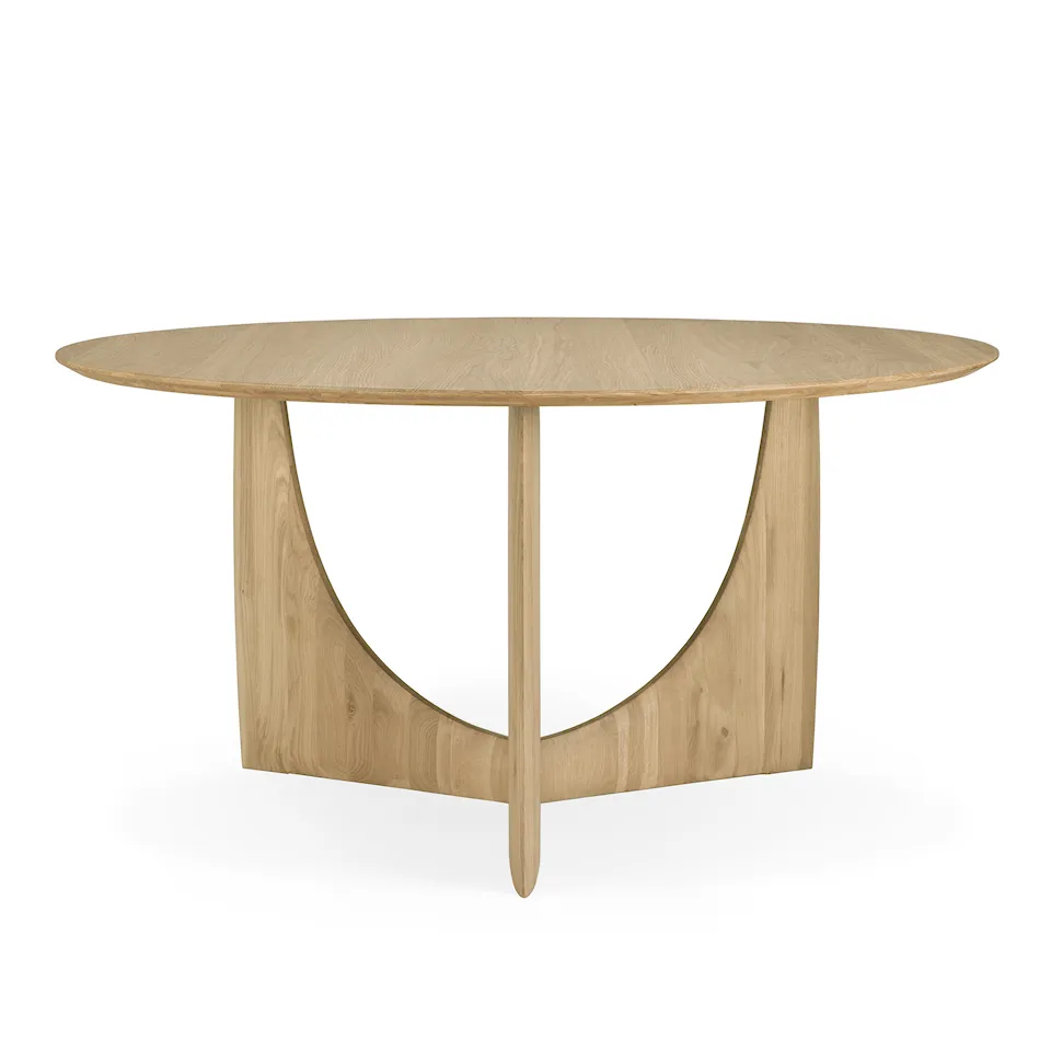 Geometric Dining Table Brown Varnished Teak