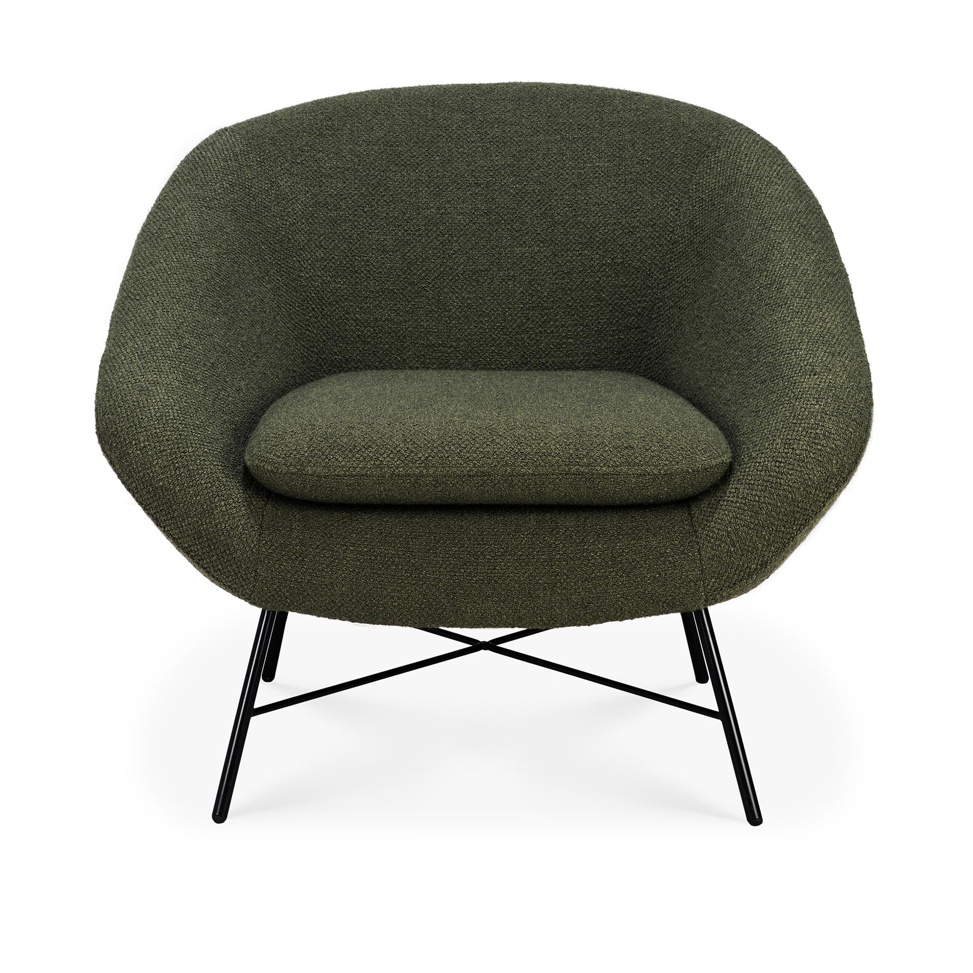 Ethnicraft - Barrow Lounge Chair - Pine Green Fabric - Fåtöljer - Jacques Deneef - Grön - Trä