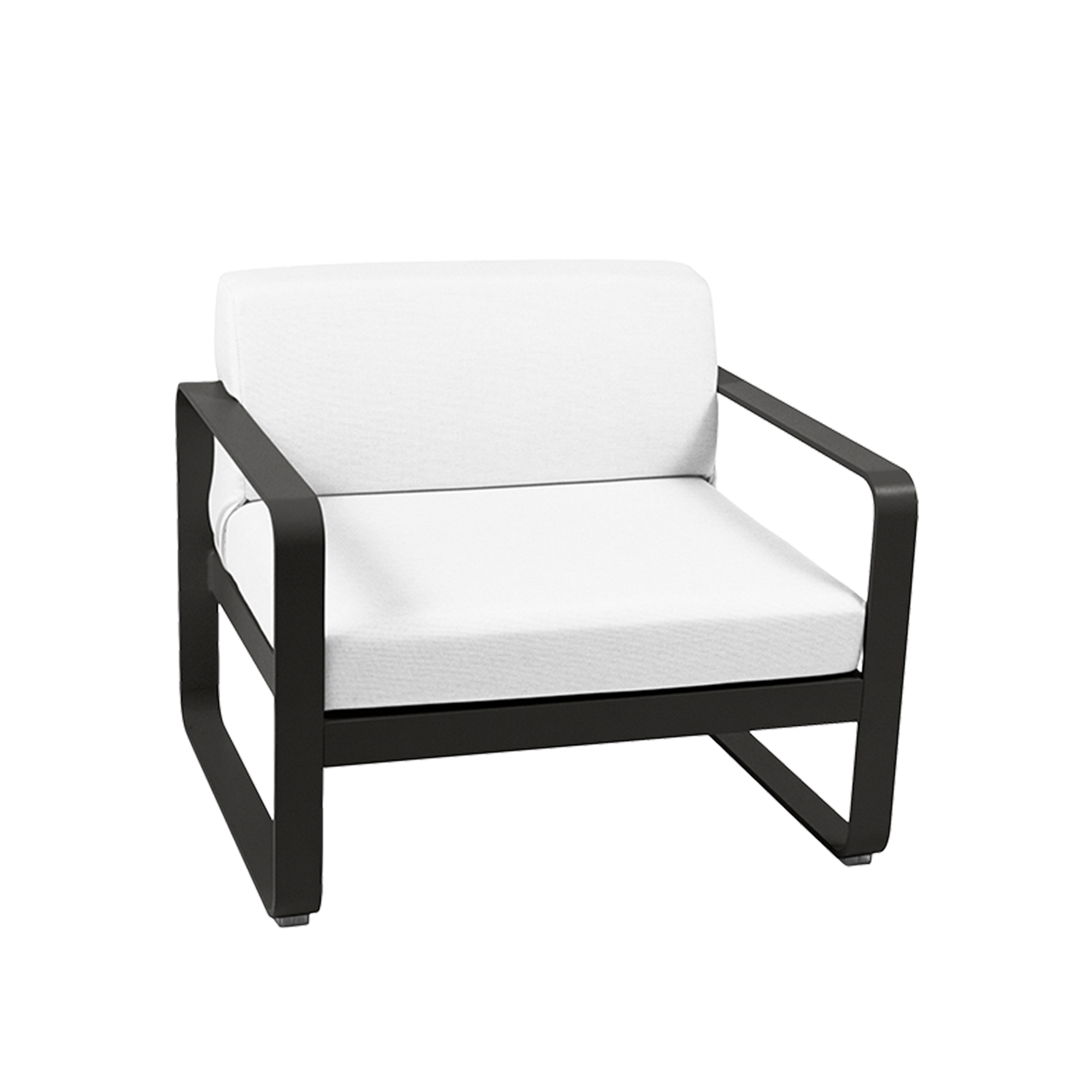 Fermob - Bellevie Armchair Off-White Cushions, Liquorice - Fåtöljer utomhus - Pagnon & Pelhaître - Svart - Metall/Plast | Utemöbler - Loungemöbler - Fåtöljer Utomhus | Möbelexperten