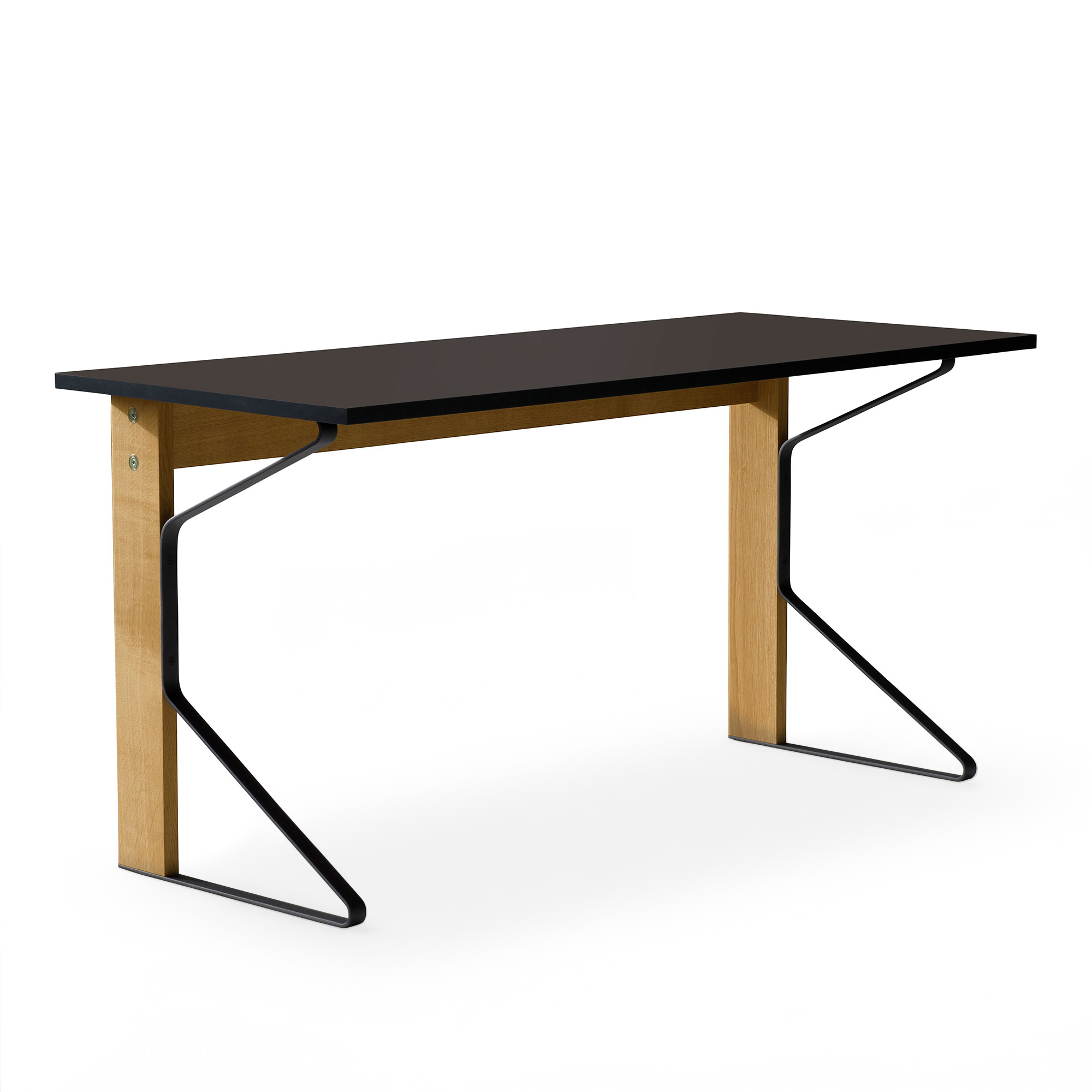 Artek - Kaari Skrivbord Reb 005, Svart linoleum, Klarlackad ek - Skrivbord - Ronan & Erwan Bouroullec - Svart - Metall/Tr&auml;