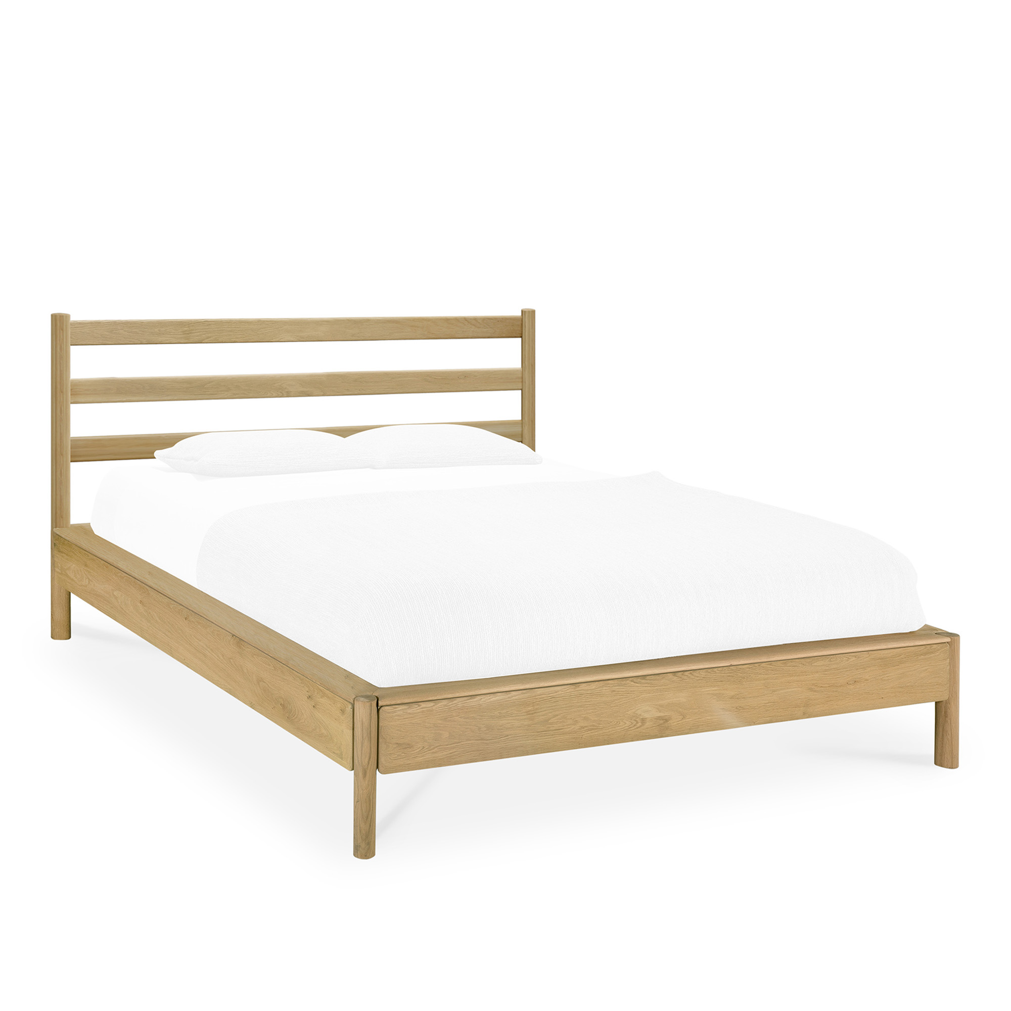 Ethnicraft - PI Headboard And Bed Frame - Oak - Mattress 160X200 - Without Slats - Ramsängar - Alain Van Havre - Träfärgad | Möbler - Sängar Och Tillbehör - Ramsängar | Möbelexperten