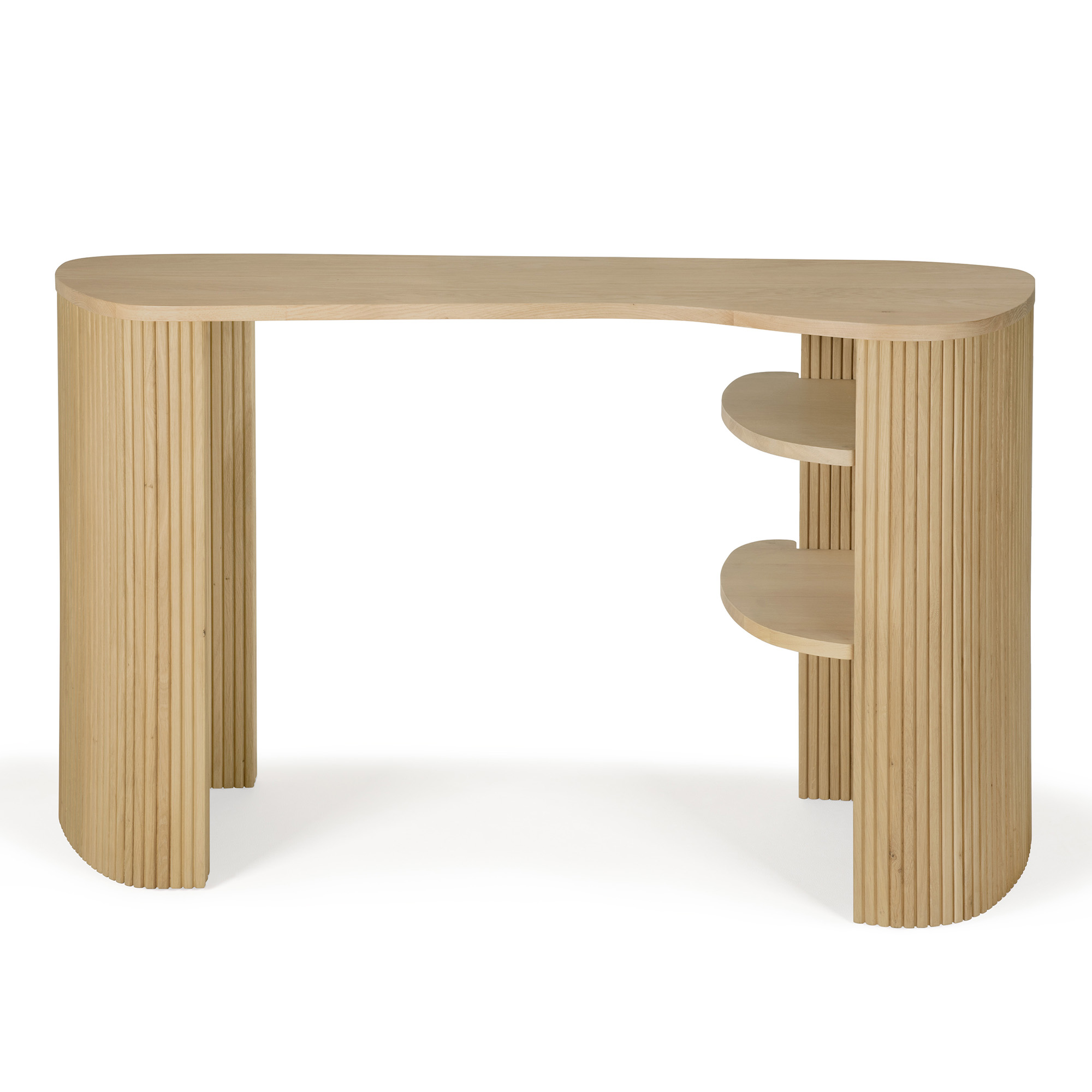 Ethnicraft - Roller Max desk - varnished oak - pebble shape - Skrivbord - Jacques Deneef - Träfärgad - Trä