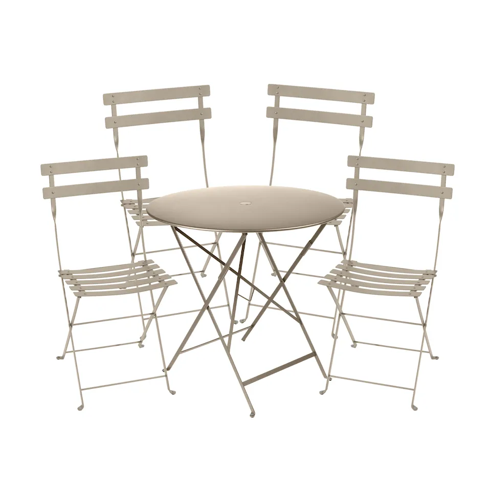 Bistro matgrupp bord 77cm & 4 metall stolar