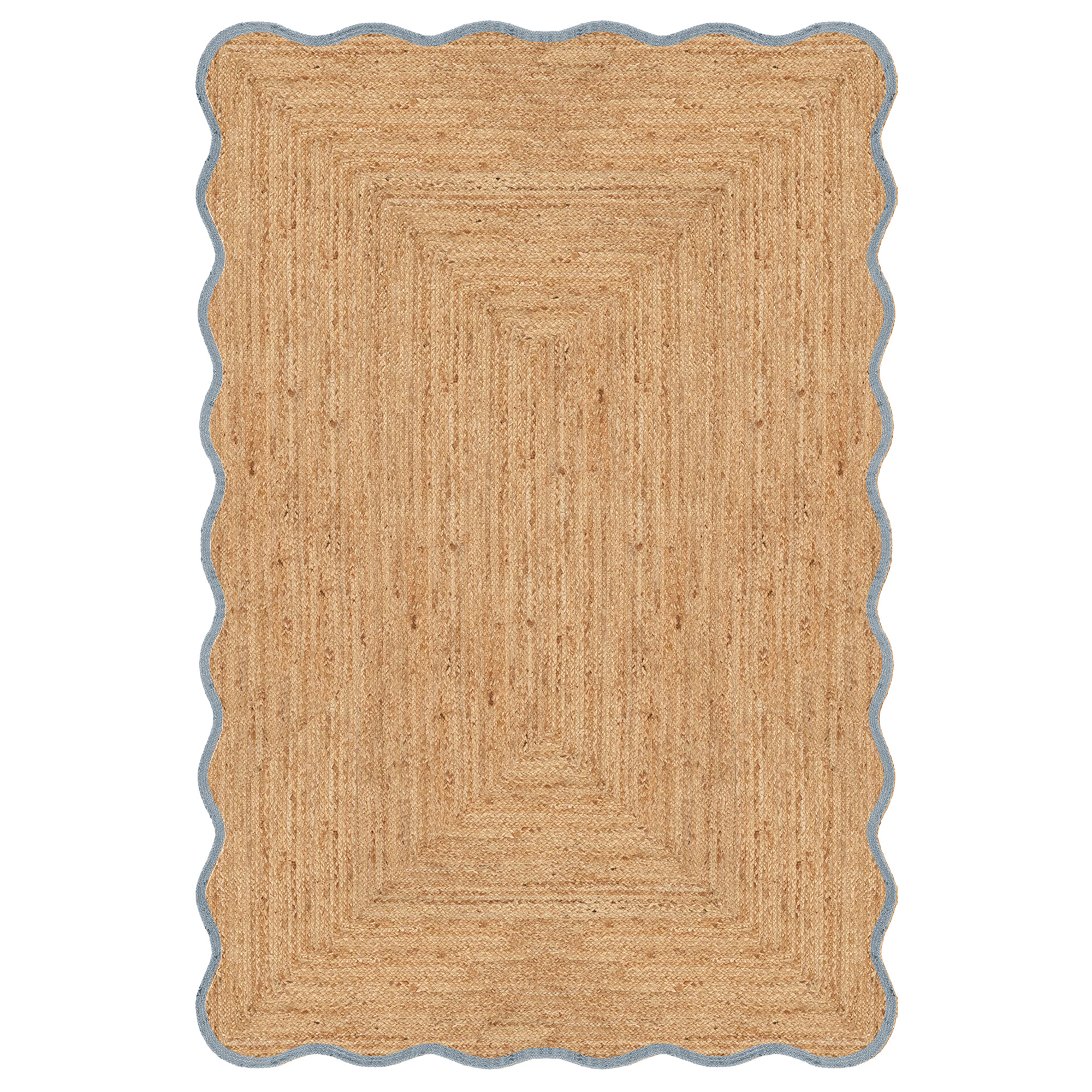 Layered - Scallop Jute Misty Blue 250 x 350 - Jute- och sisalmattor