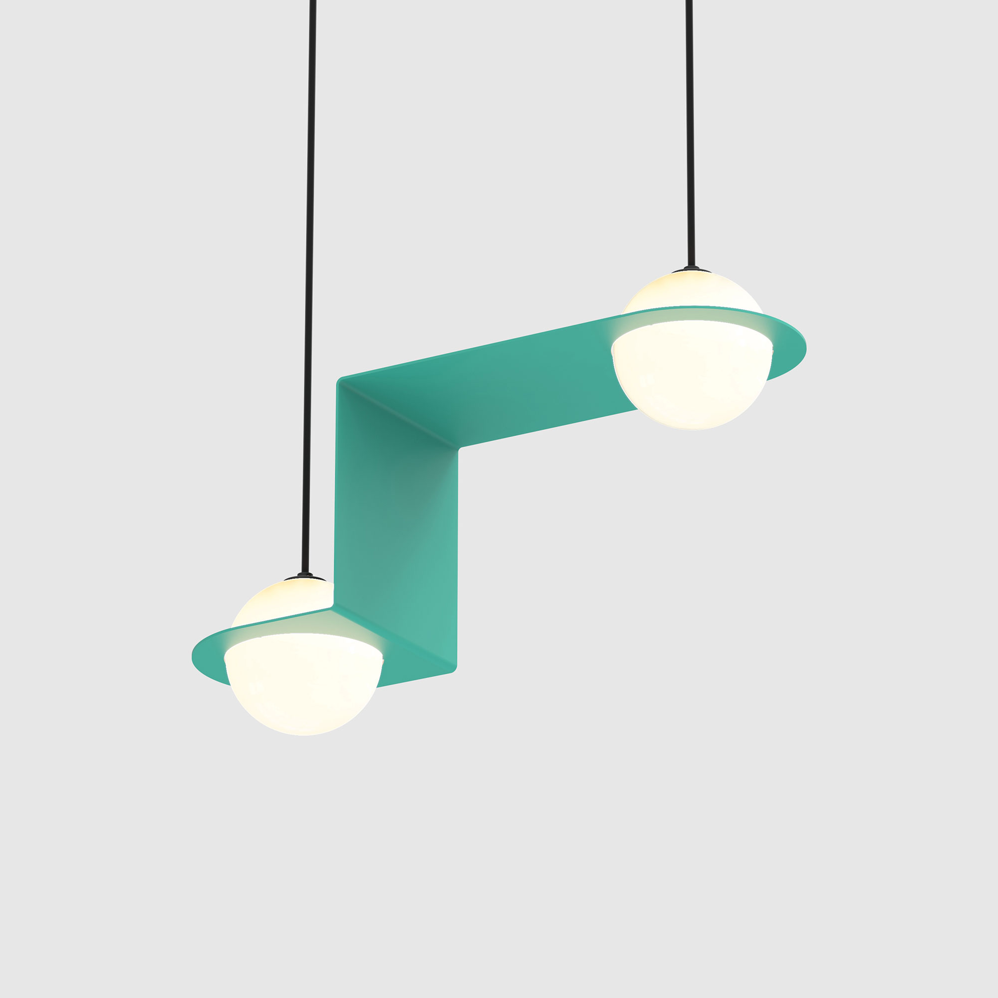 Lambert & Fils - Laurent 06, Parallel, Turquoise frame, Black wires, Black canopy - Pendellampor - Blå