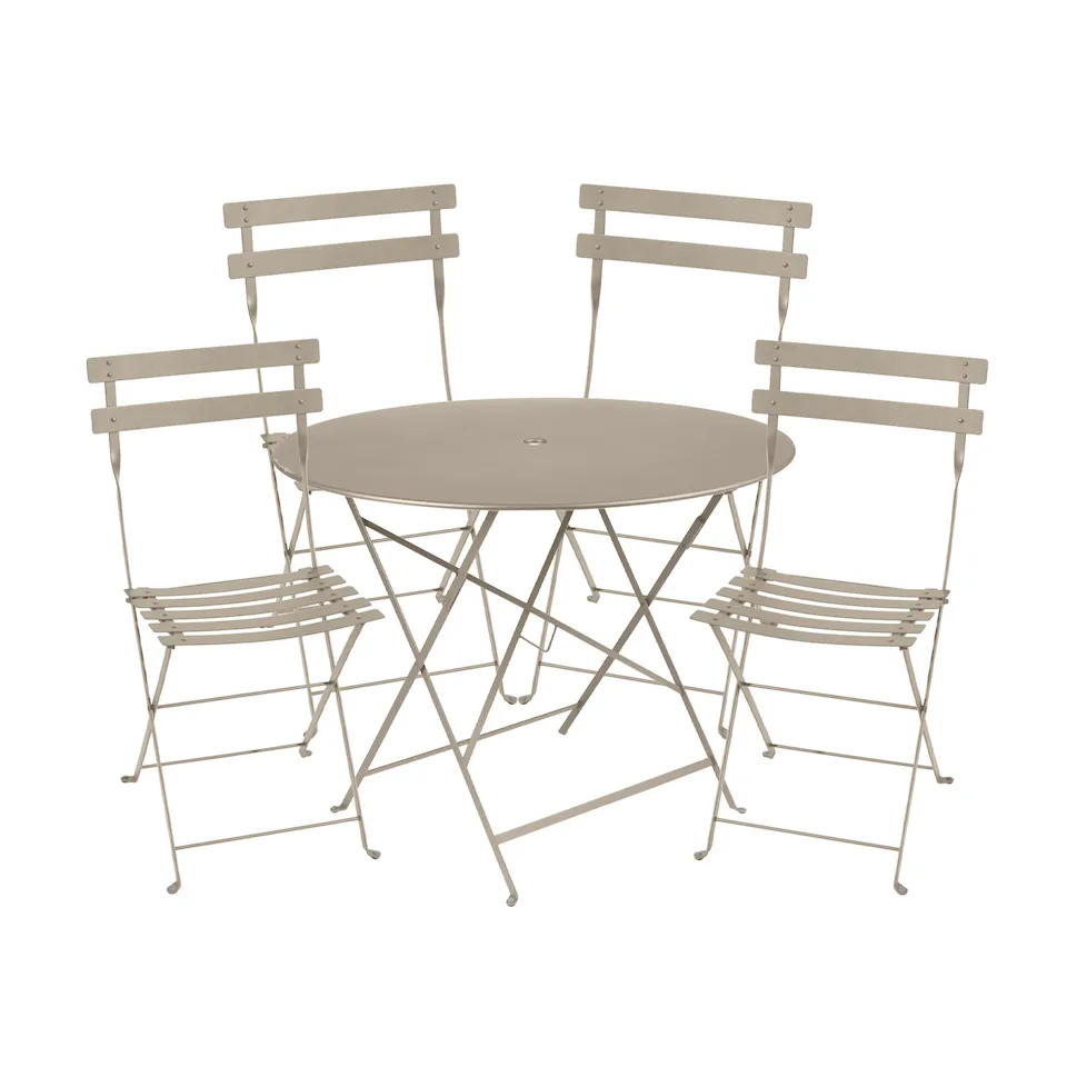 Bistro matgrupp Ø96cm & 4 metall stolar