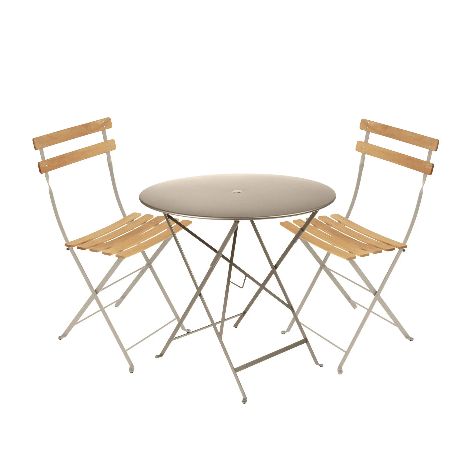 Bistro matgrupp bord 77cm & 2 trä stolar