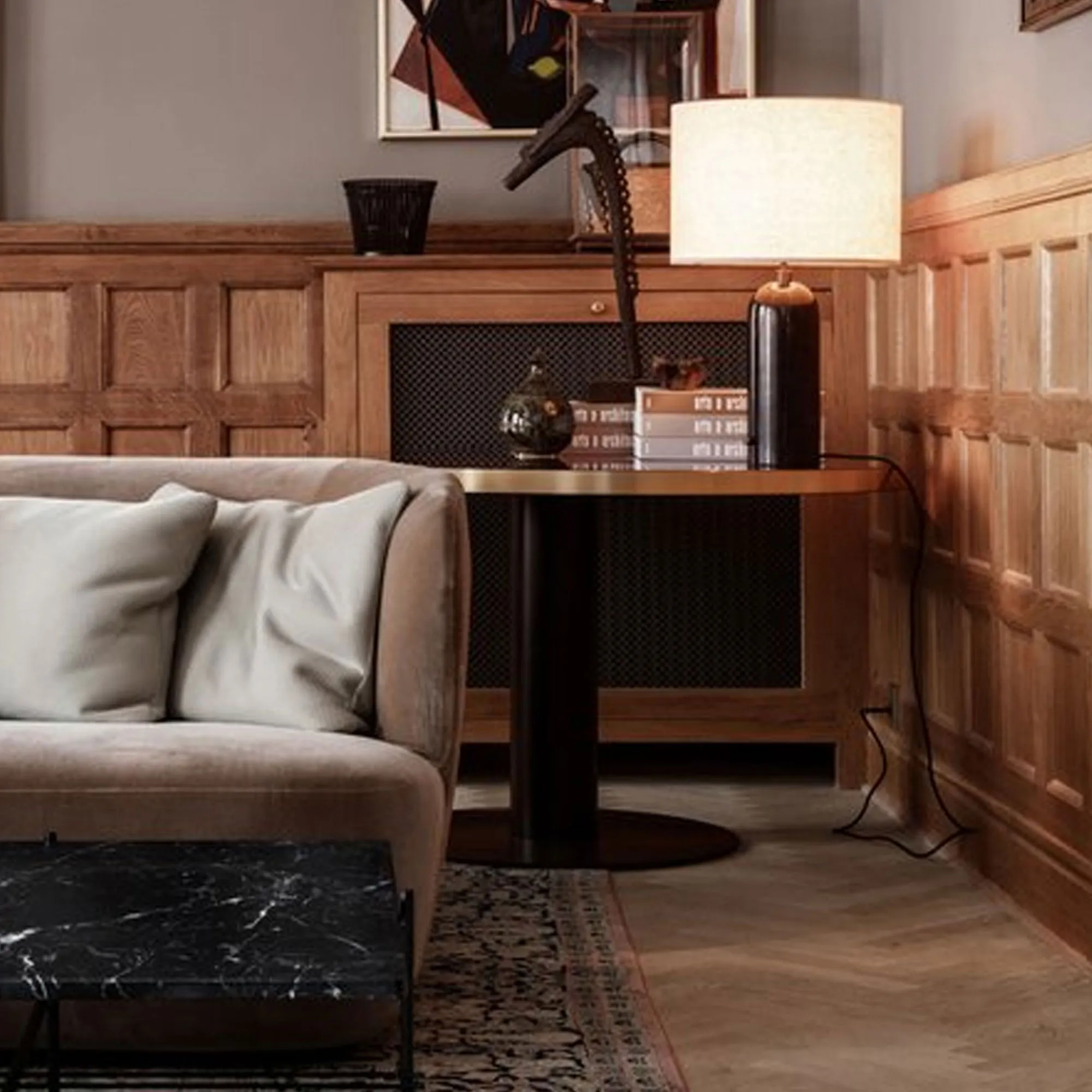 Gravity bordslampa large svart marmor