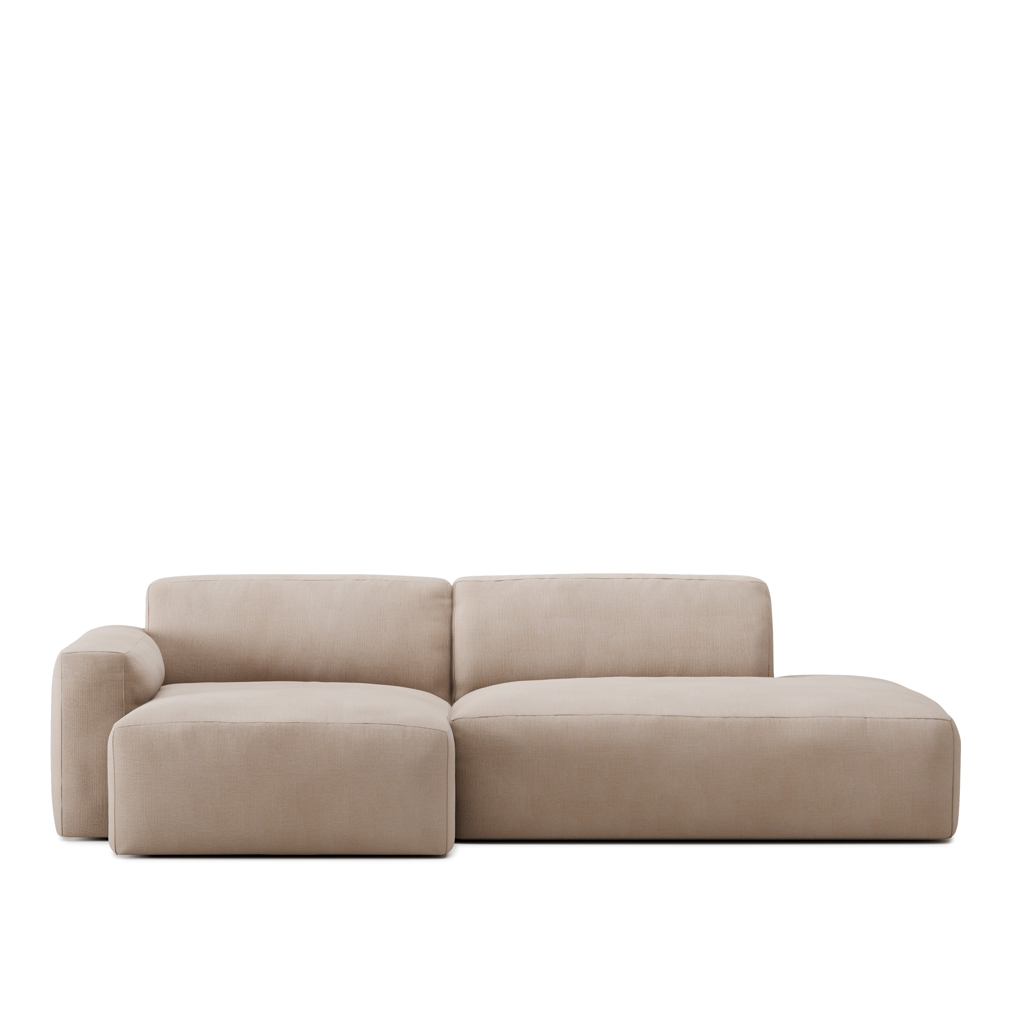 no ga - brick 2-seater chaise lounge open end right med avtagbar klädsel – shadow beige - soffor - no ga studio - beige - dun/metall/trä/textilmaterial