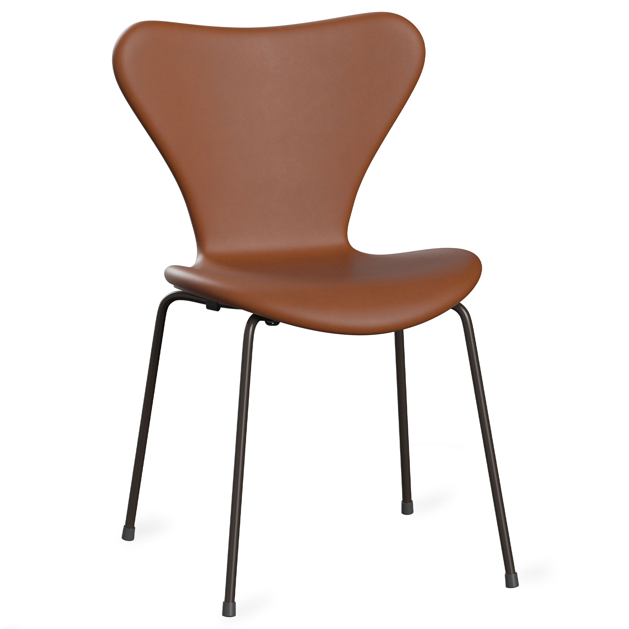 Fritz Hansen - Sjuan 3107 stol helkl&auml;dd l&auml;der st&aring;lstativ brun brons essential walnut - Matstolar - Arne Jacobsen - Brun - L&auml;der/Metall/Tr&auml;