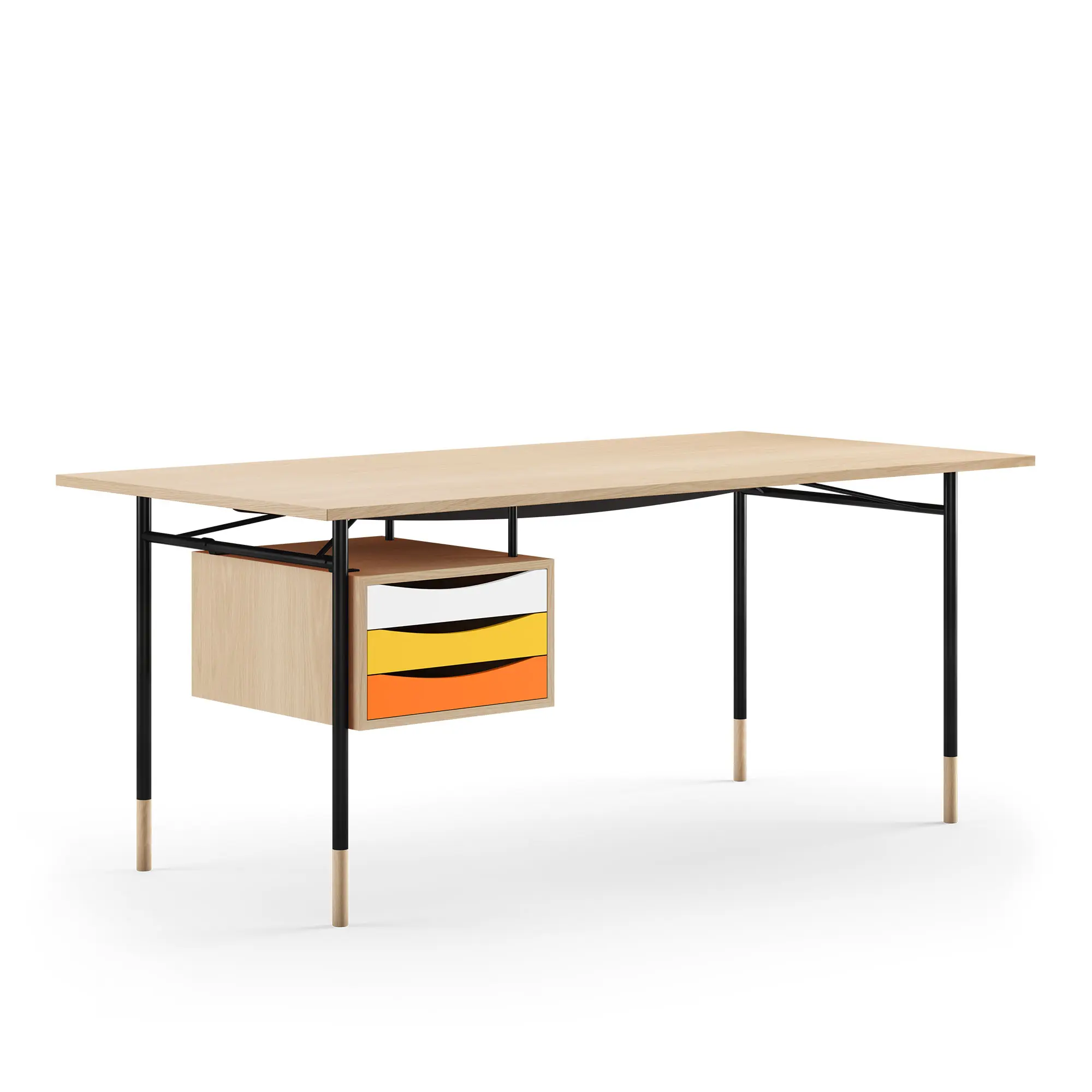 Nyhavn skrivebord 190 cm Warm med skuffer