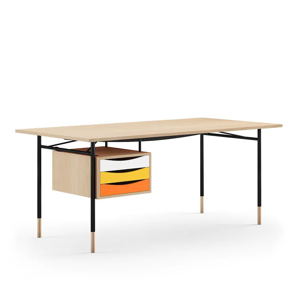 Nyhavn skrivbord 190 cm Warm med lådor Black