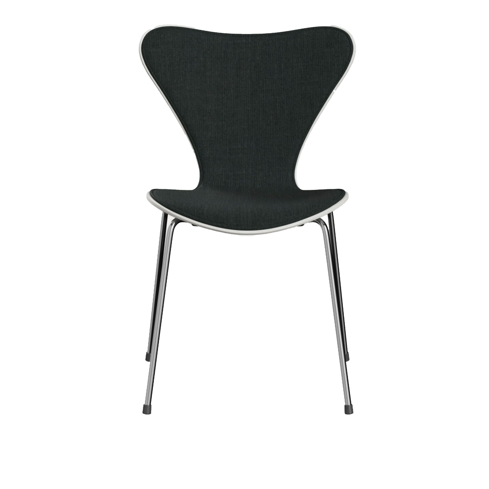 Fritz Hansen - 3107 Sjuan - Framsidesklädd, White, Tyg, Remix 173 - Matstolar - designer_arne_jacobsen - Grå - Metall/Trä/Textilmaterial