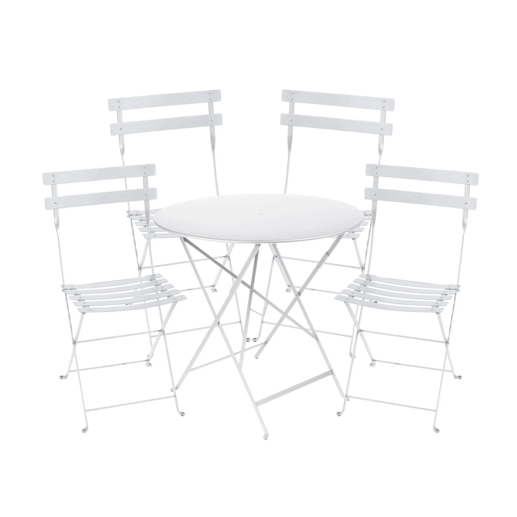 Bistro matgrupp bord 77cm & 4 metall stolar