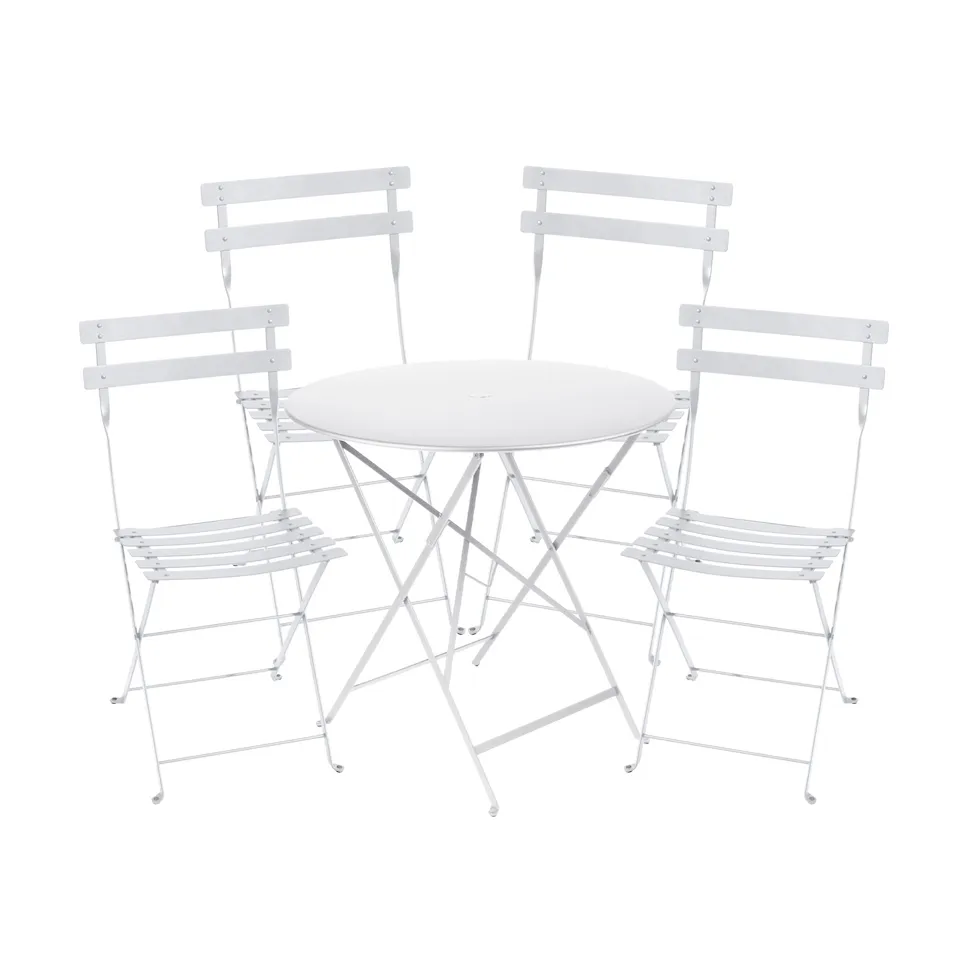 Bistro matgrupp bord 77cm & 4 metall stolar