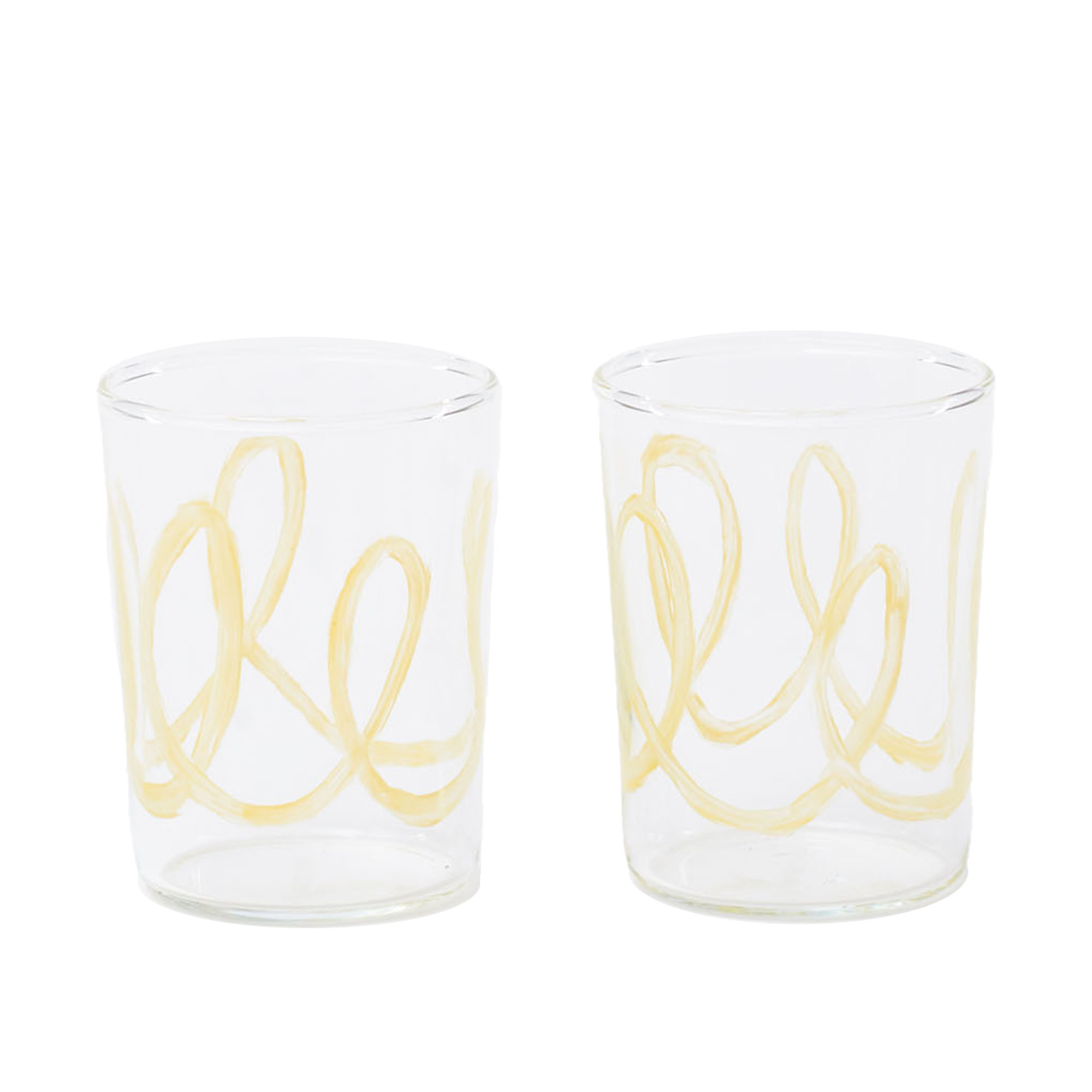 Niko June - Soft Serve Drinking Glass 2Pcs Yellow Swirl - Dricksglas - Niko Juno - Guld