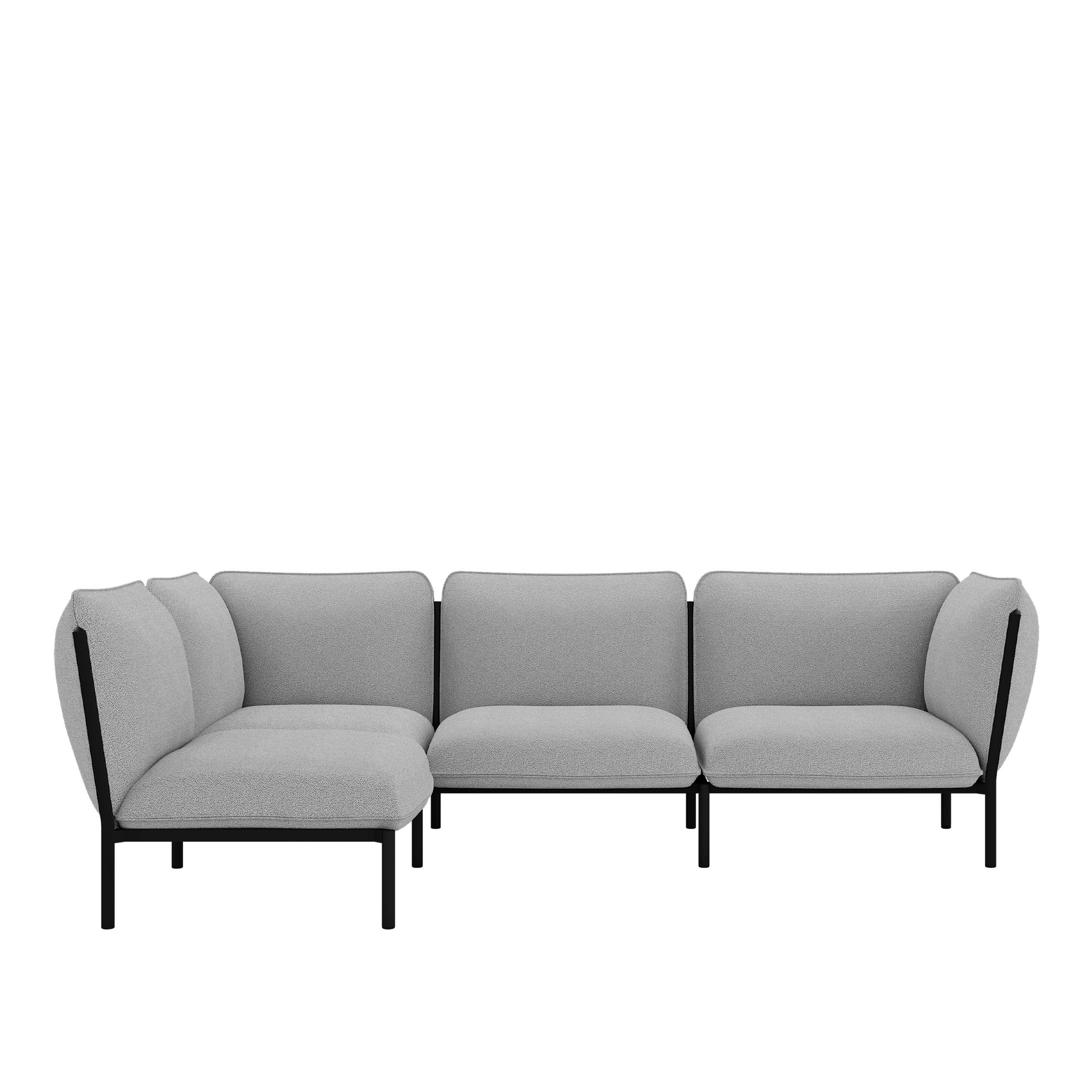 HEM - Kumo Corner Sofa Left with Armrest - Porcelain - Soffor - Anderssen & Voll - Grå - Metall/Syntetiskt/Skum/Ull