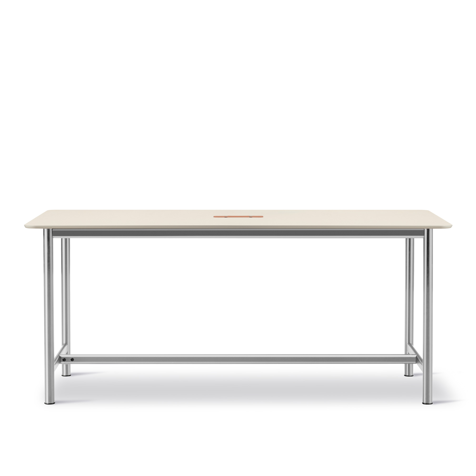 Fredericia Furniture - Plan Table - Table 200 x 100 cm - height 95 cm - Really - Cotton Cream - Straight edges matching ABS - Brushed steel - Skrivbord - Edward Barber & Jay Osgerby - Träfärgad - Trä