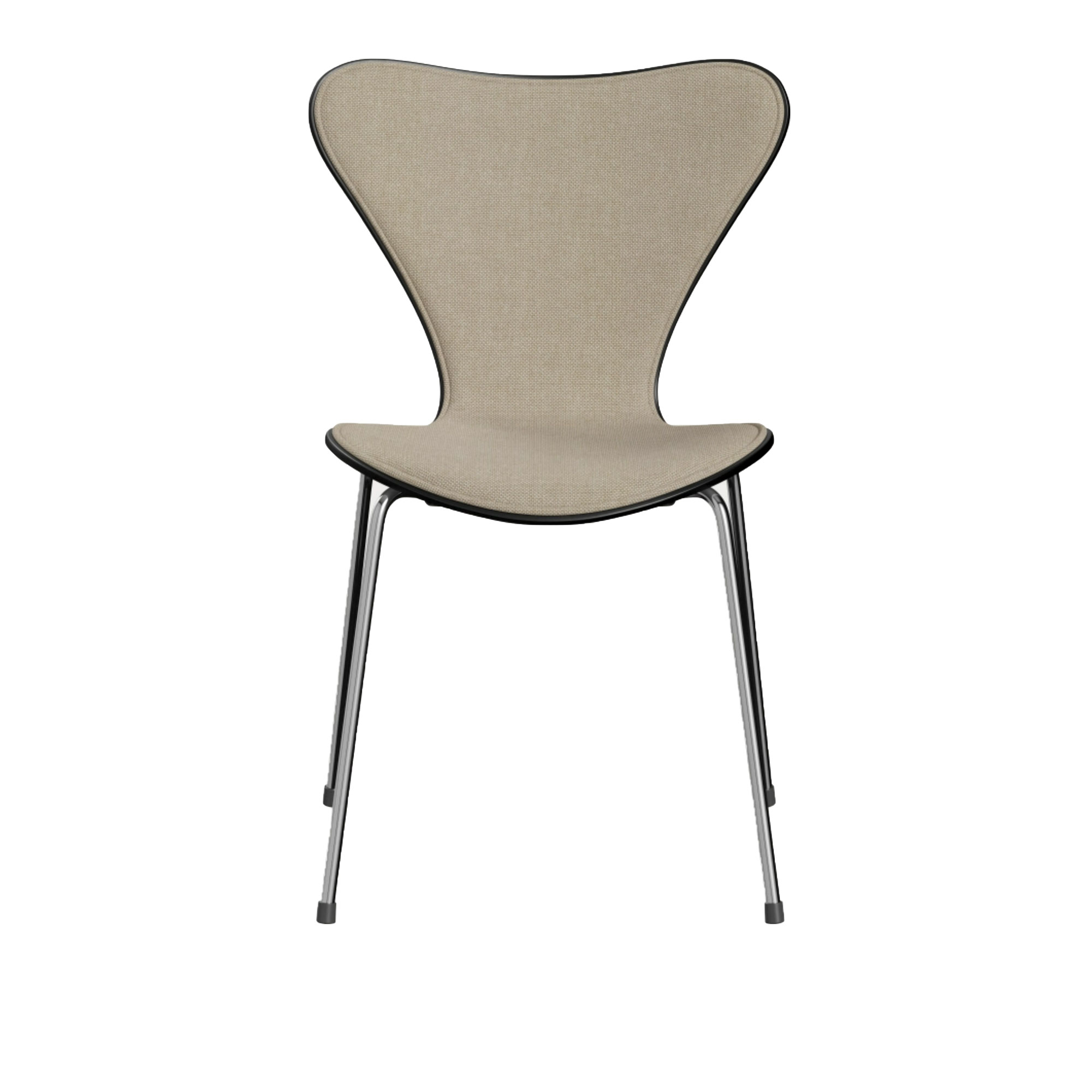 Fritz Hansen - 3107 Sjuan - Framsidesklädd, Black, Tyg, Hallingdal 200 - Matstolar - designer_arne_jacobsen - Beige - Metall/Trä/Textilmaterial