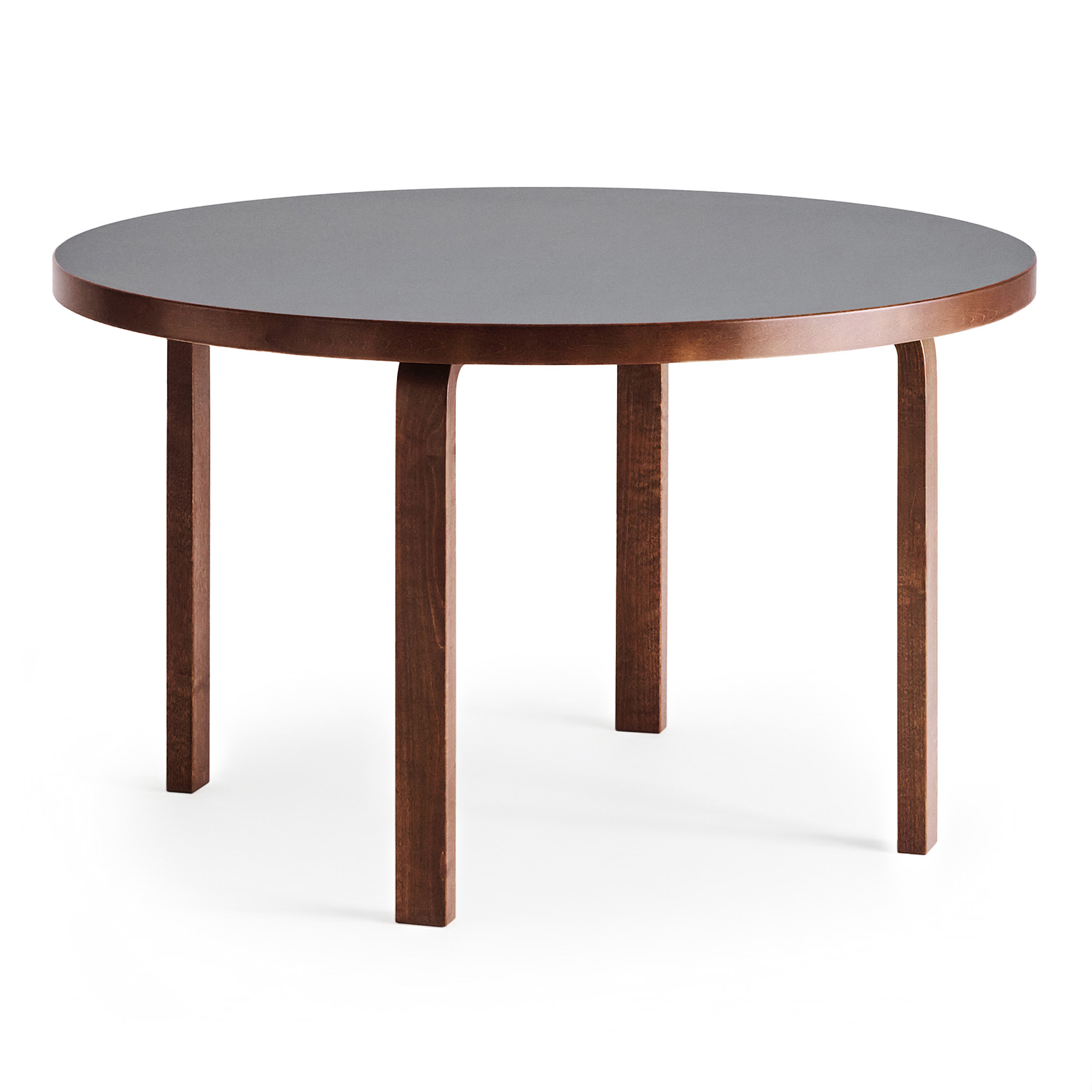 Artek - Table 91 Exclusive Edition walnut stain/linoleum pewter Ø125 - Spisebord - Alvar Aalto - Tre farget - Tre