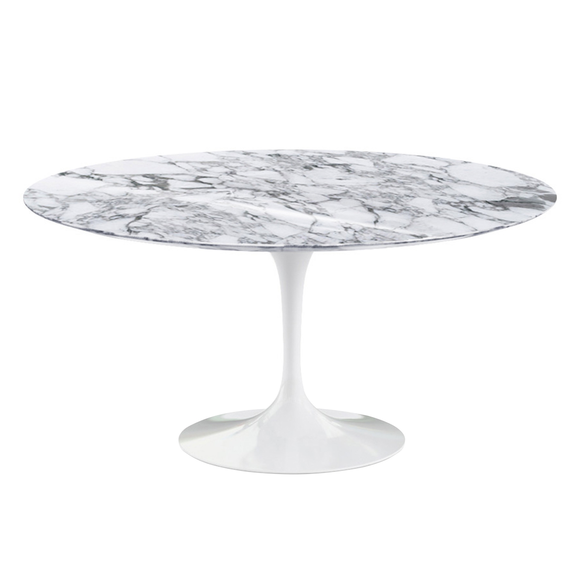 Knoll - Saarinen Round Table - Matbord, Ø 152 cm, Vitt underrede, skiva i matt vit Arabescato marmor - Matbord - Eero Saarinen | Möbler - Bord - Matbord | Möbelexperten