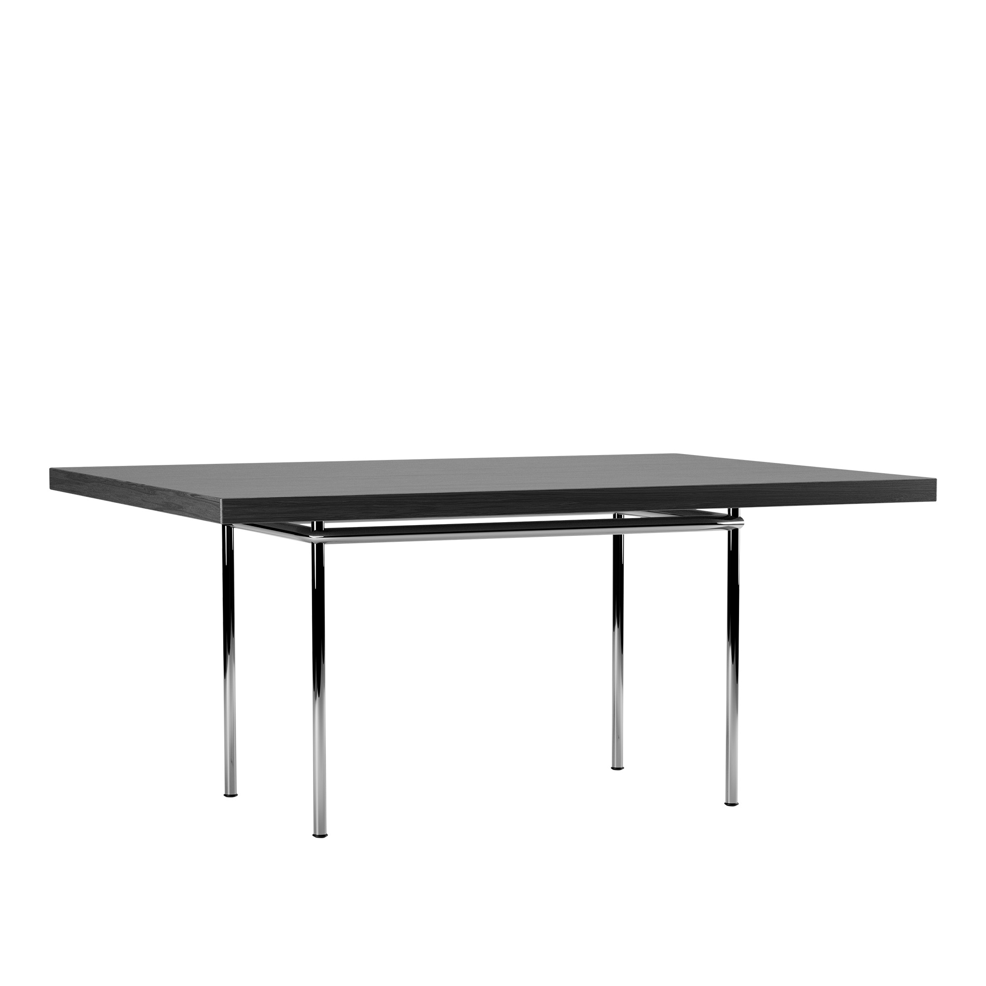 Cassina - LC12 La Roche Table, Chrome Steel Base - Matbord - designer_le_corbusier,designer_pierre_jeanneret - Silver,Svart - Metall/Trä