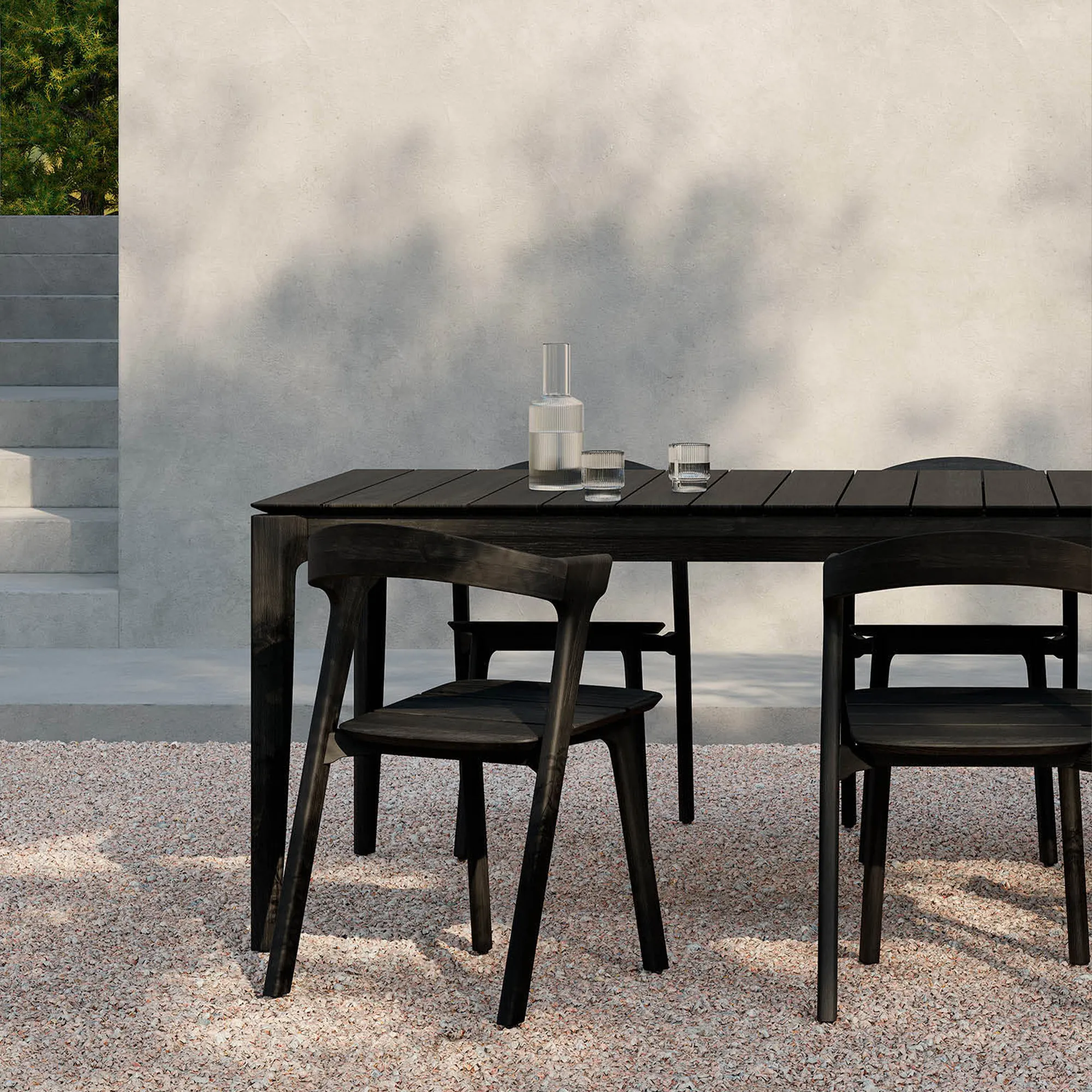 Bok Outdoor Dining Chair - Varnished Oak/Black