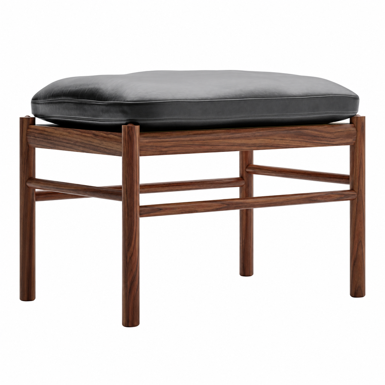 Carl Hansen - Ow149f - colonial footstool, valn&ouml;t, klarlackad - Fotpallar - Ole Wanscher