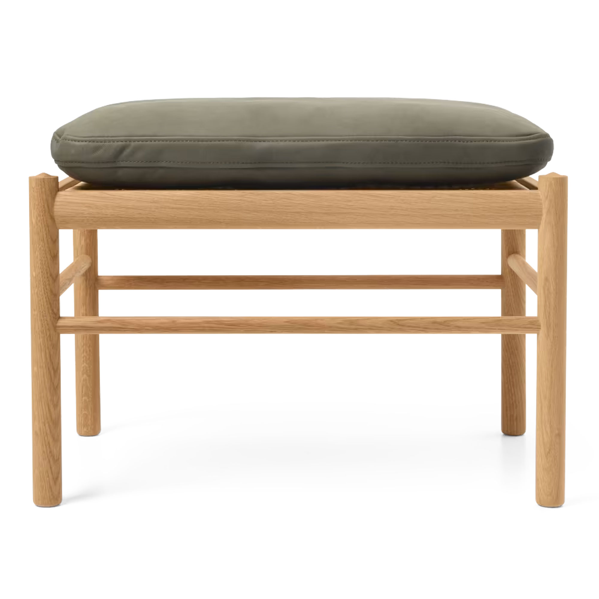 Carl Hansen - OW149F Colonial fotpall oljad ek / Terra 20368 Jade - Fotpallar - Ole Wanscher - Grön - Läder/Trä