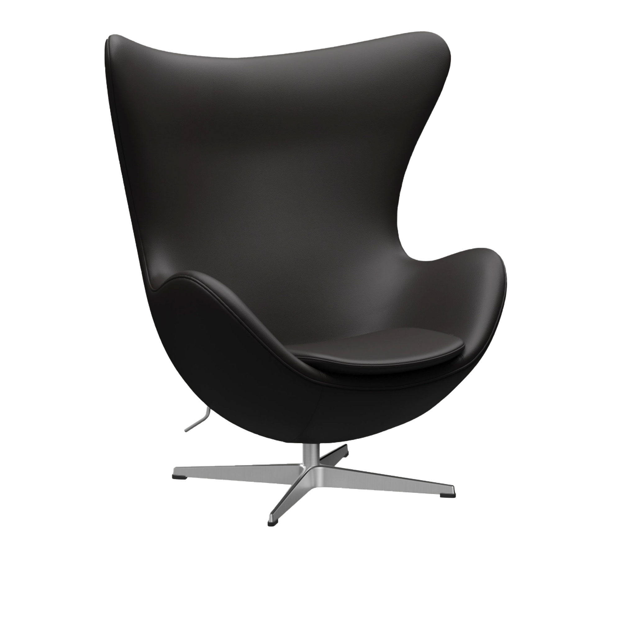 Fritz Hansen - 3316 Ägget, Läder, Aura Black Brown - Fåtöljer - Arne Jacobsen - Brun - Läder/Metall/Skum | Möbler - Fåtöljer Och Puffar - Fåtöljer | Möbelexperten