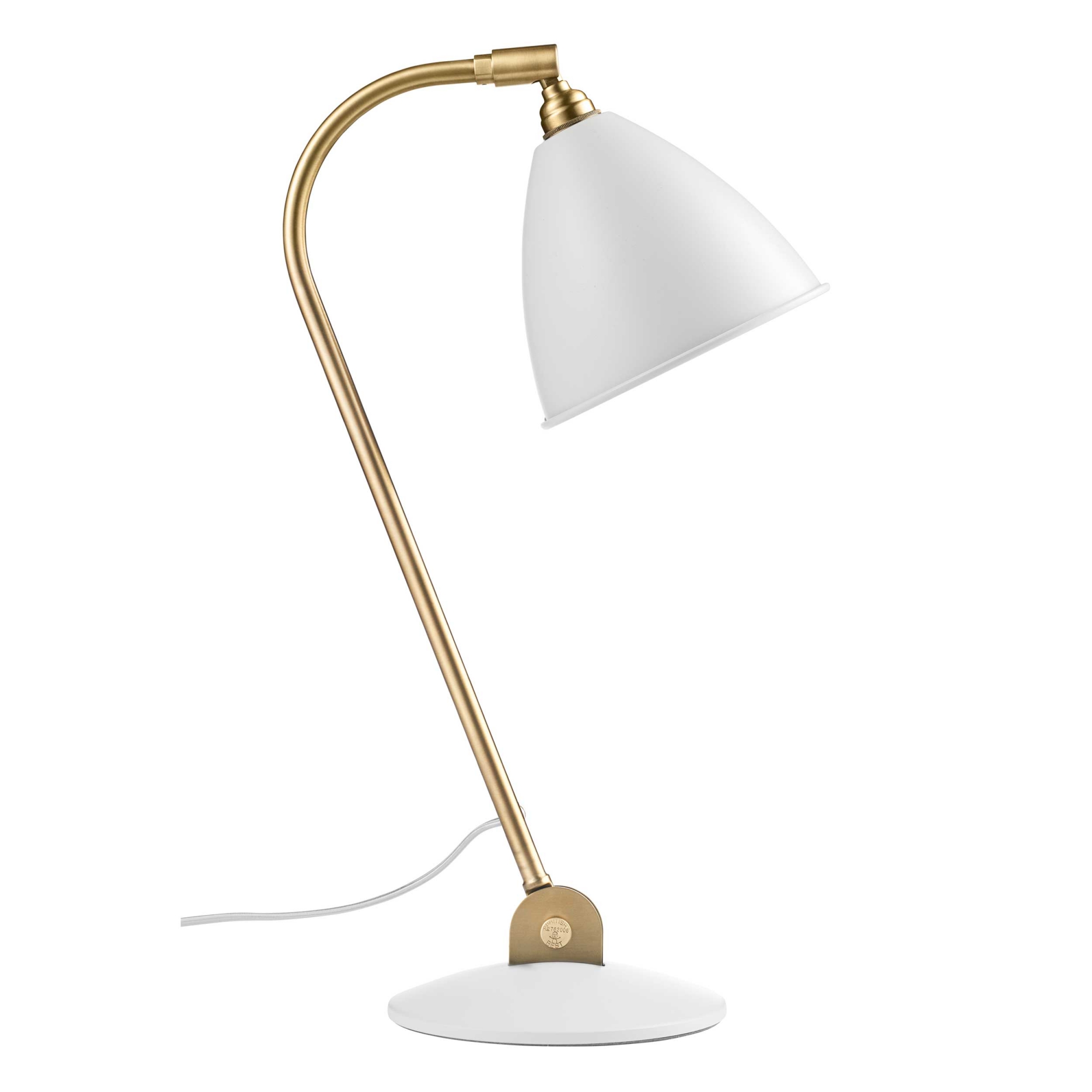 Gubi - Bestlite - BL2 Bordslampa, Mässingbas, Finish: Matt White - Bordslampor - Robert Dudley Best - Vit