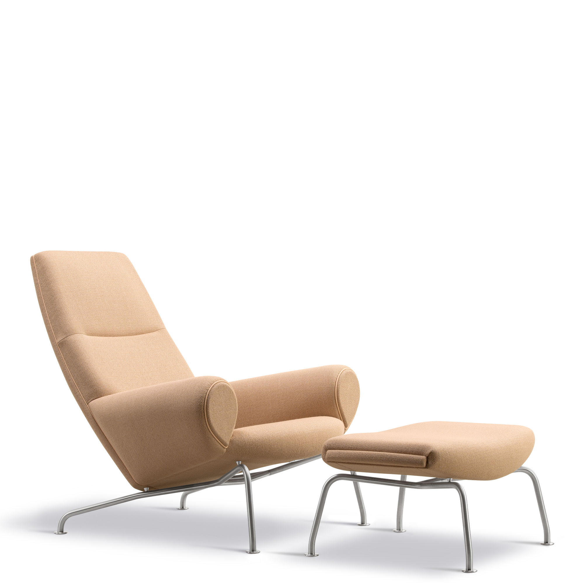 Fredericia Furniture - Wegner Queen Chair, Easy Chair + Ottoman, Vidar Duo 248, Leather Vegeta 90, Natural - F&aring;t&ouml;ljer - Hans J. Wegner - Gul