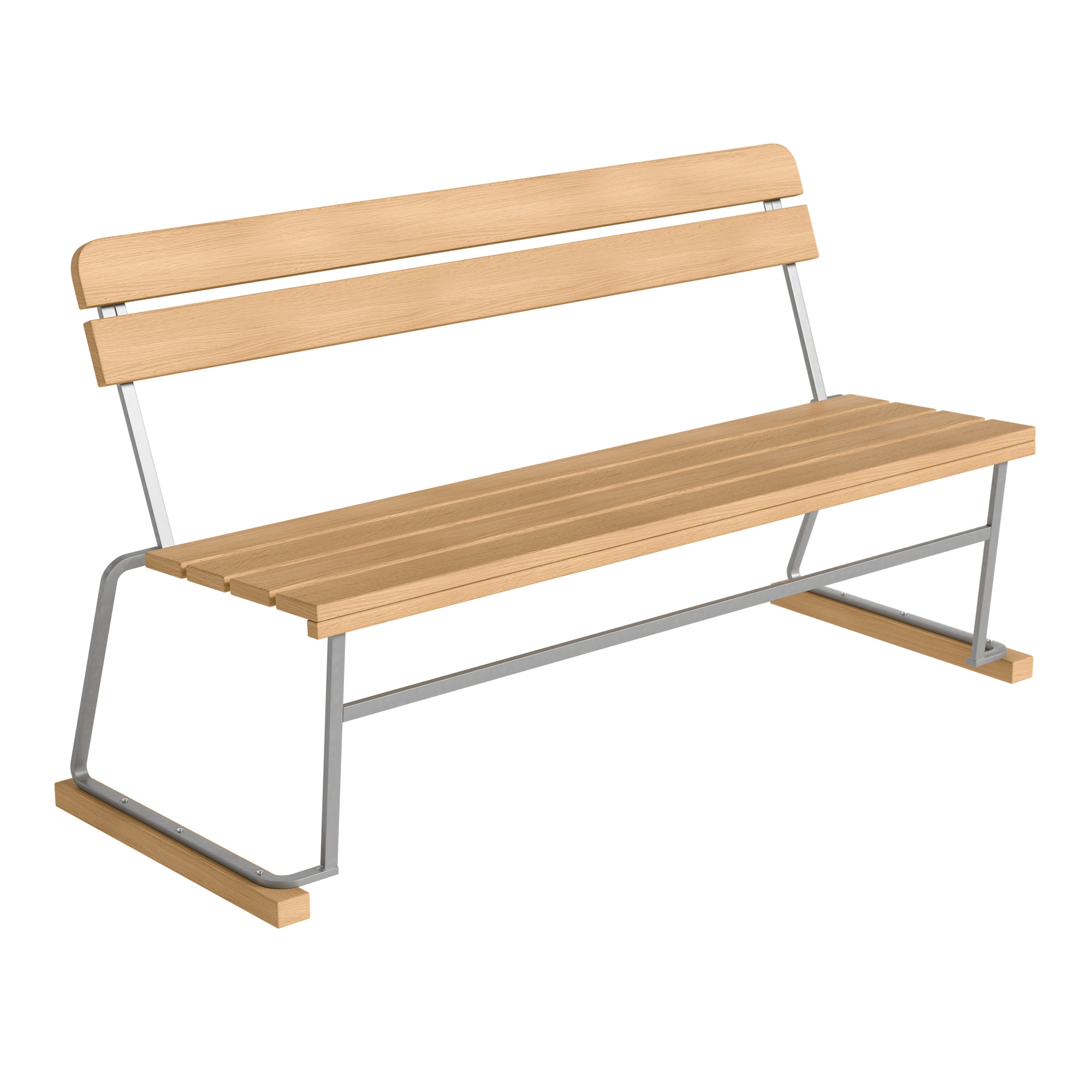 grythyttan stålmöbler - sofa 3 oiled oak with hot galvanized steel base - trädgårdsbänkar - träfärgad - metall/trä