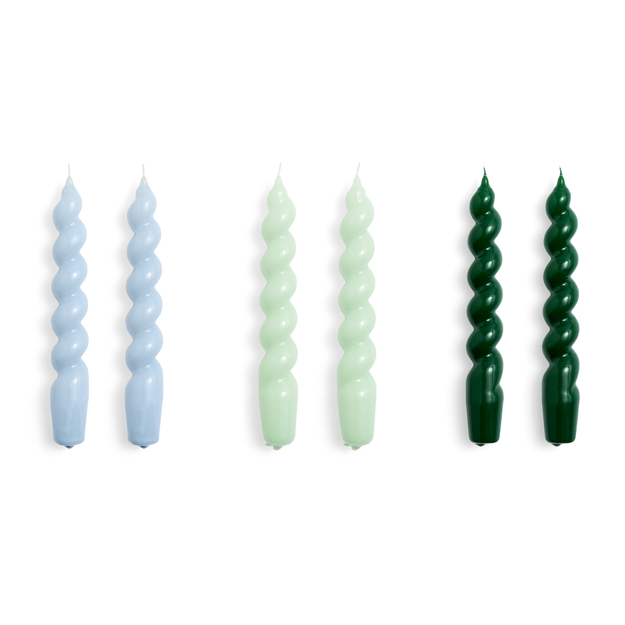 HAY - Candle Spiral Set of 6 - Light blue, mint and green - Ljus - Flerfärgad