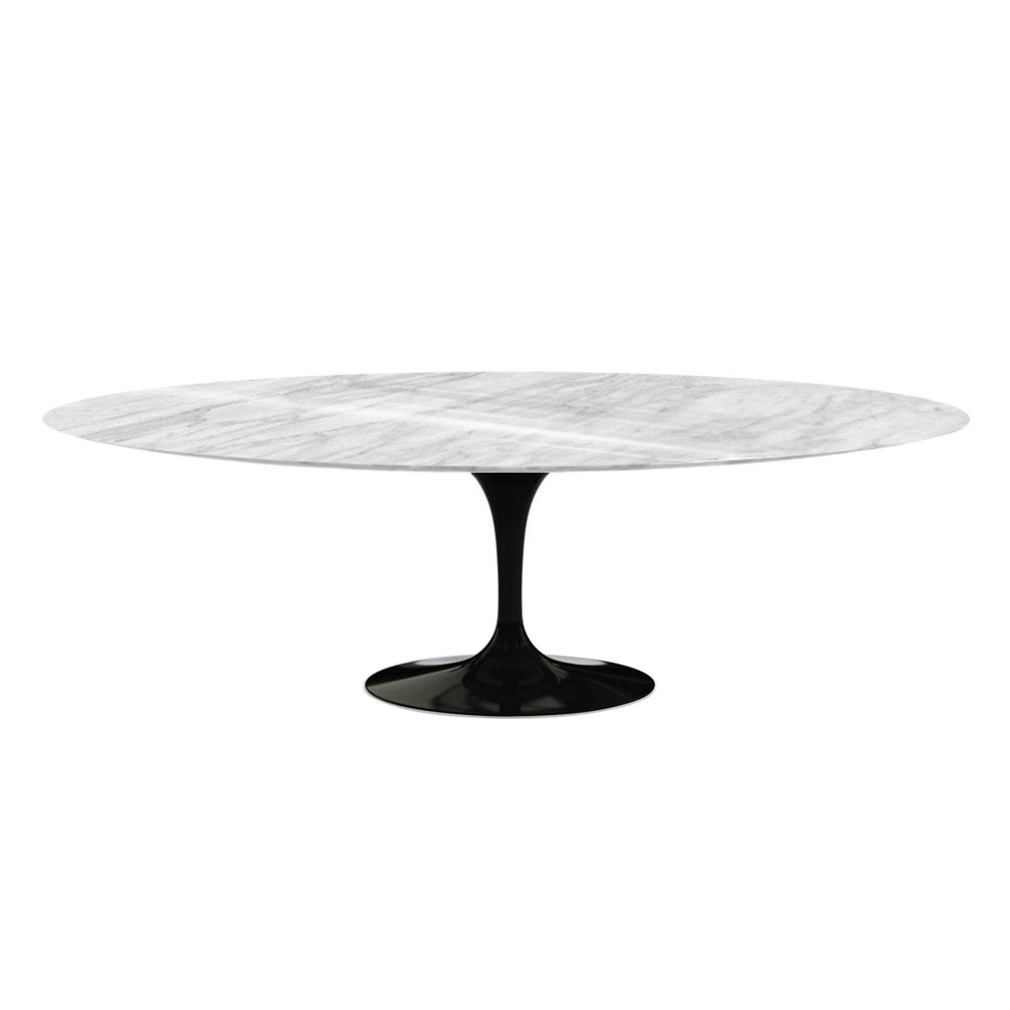 Knoll - Saarinen Oval Table - Matbord, 244 x 137 cm, Svart underrede, skiva i glansig Statuarietto marmor - Matbord - Eero Saarinen - Vit - Metall/Sten | Möbler - Bord - Matbord | Möbelexperten