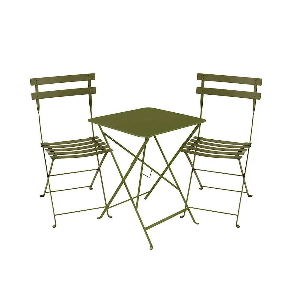 Bistro matgrupp bord 57cm & 2 metall stolar