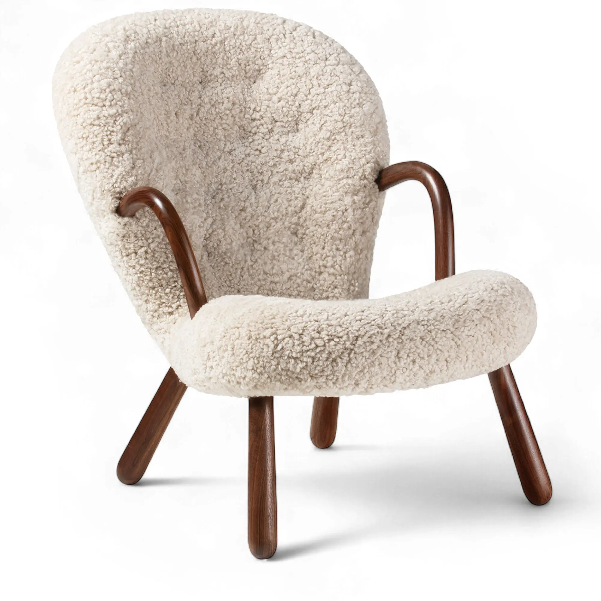 Clam Chair Sheepskin Moonlight Walnut