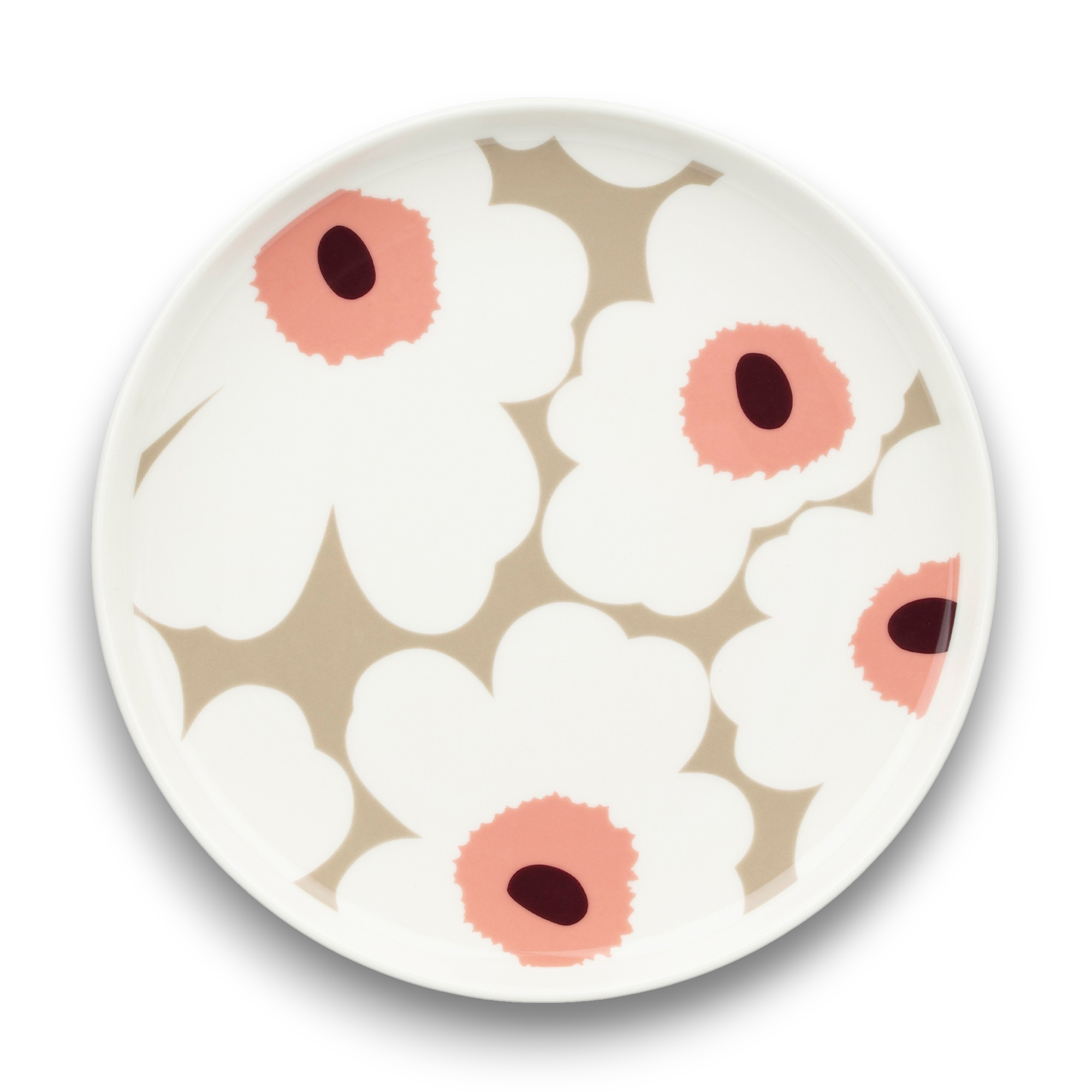 Marimekko - Unikko Plate 20cm White, Clay, Rose - Mattallrikar - Maija Isola